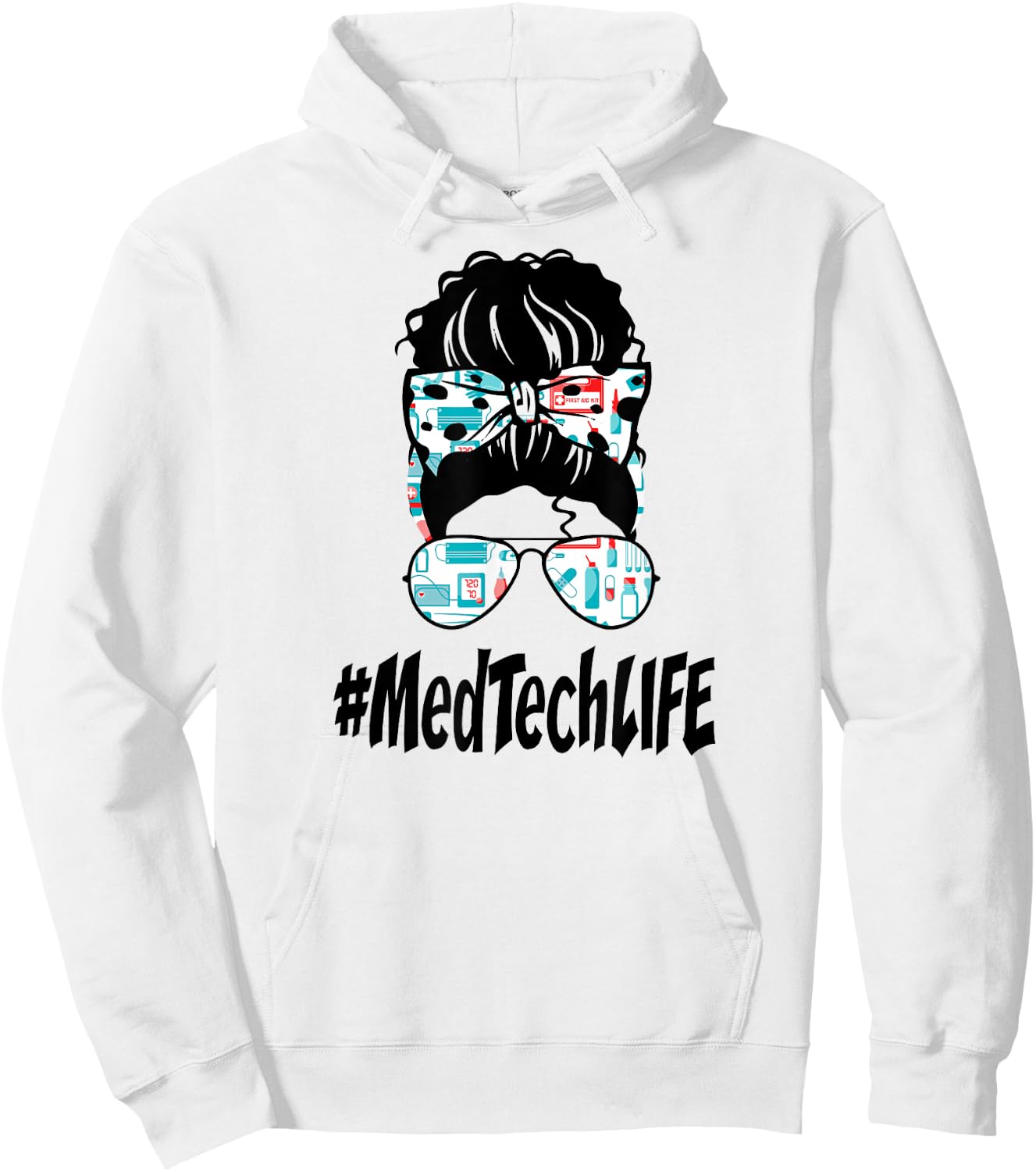 Messy Bun Med Tech LIFE Nurse 2021 Ideas Funny Hoodie - Hoodie | White