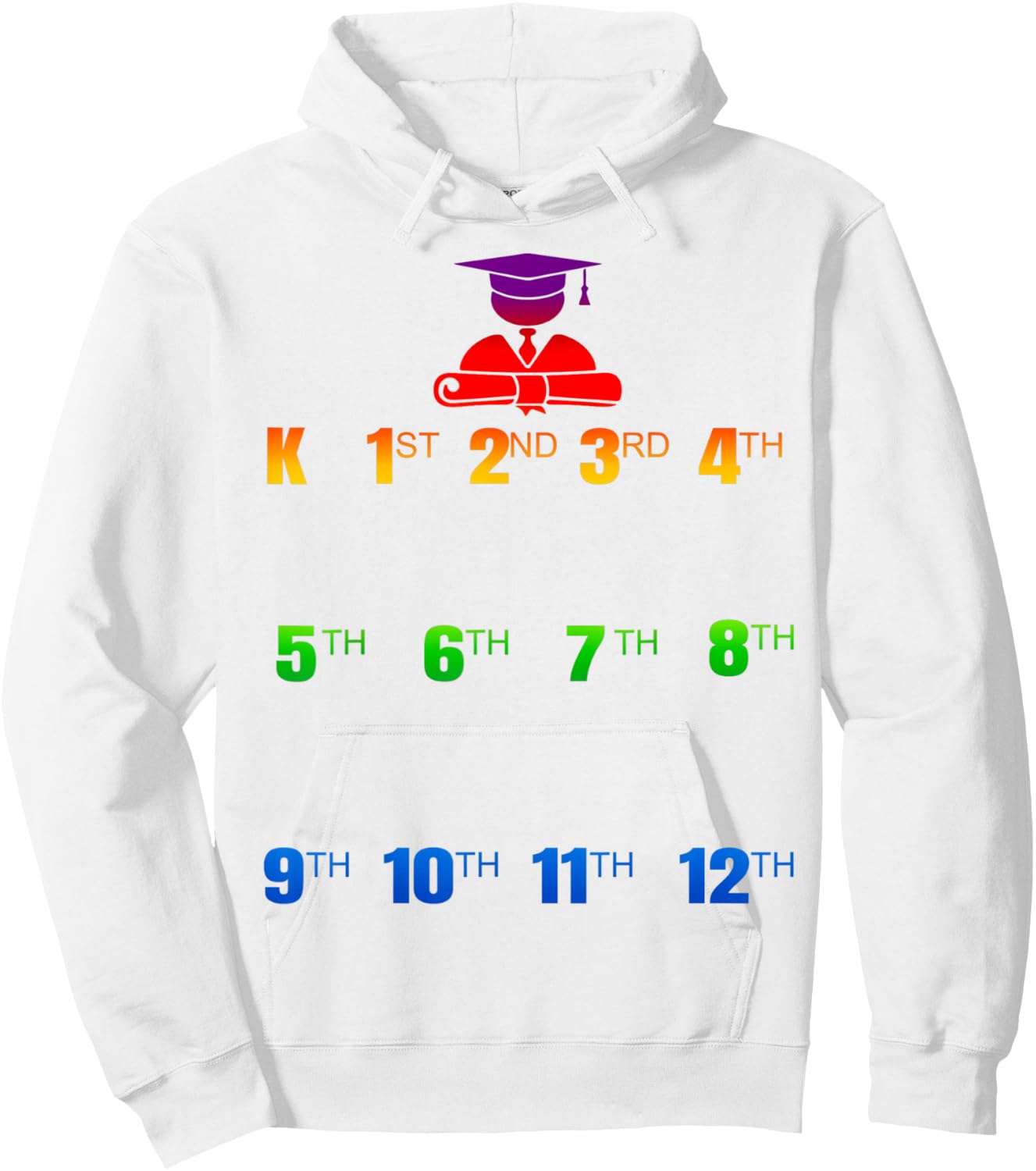 K-12 Handprints Grow With Me School Year Chart Hoodie - Hoodie | White