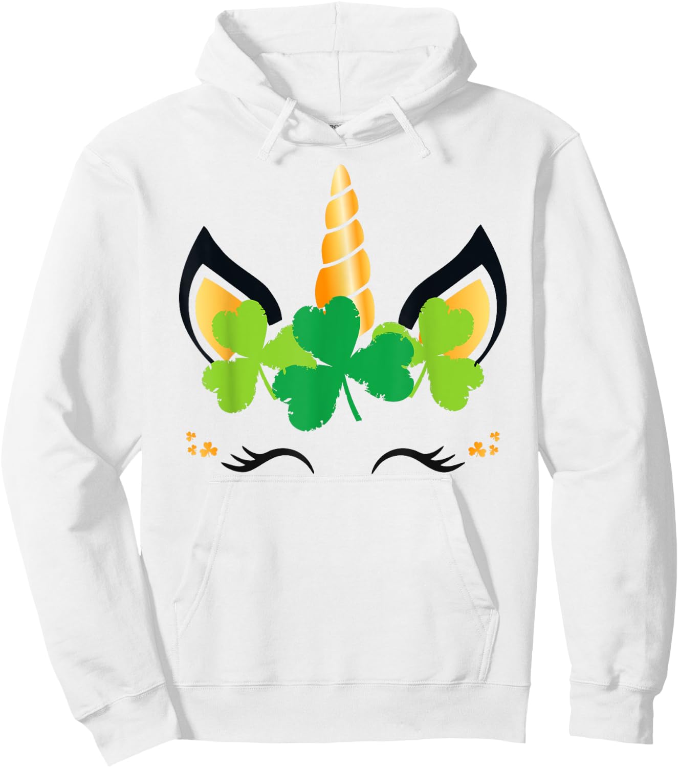 St Patricks Day Unicorn Shirt Girls Outfit Lucky Shamrock Hoodie - Hoodie | White