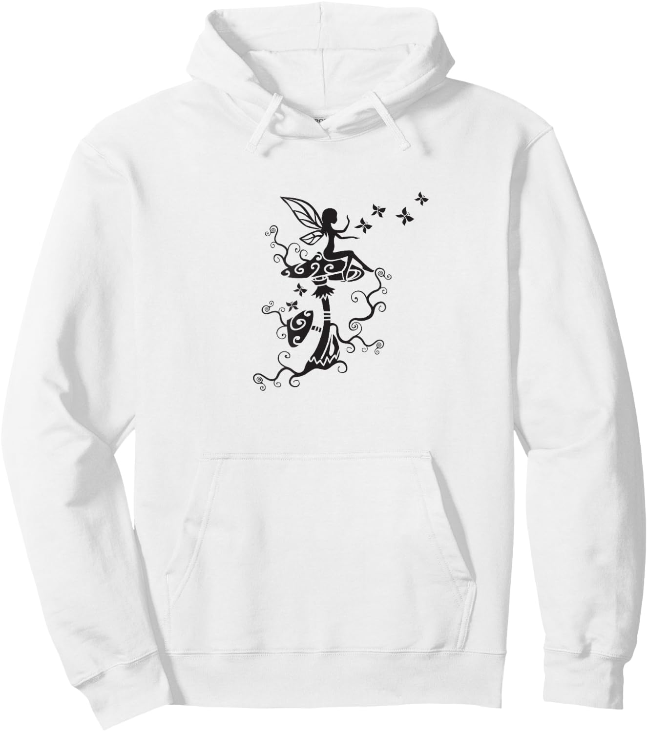 Fairy butterflies mushrooms elf magic Wicca nature mythology Hoodie - Hoodie | White