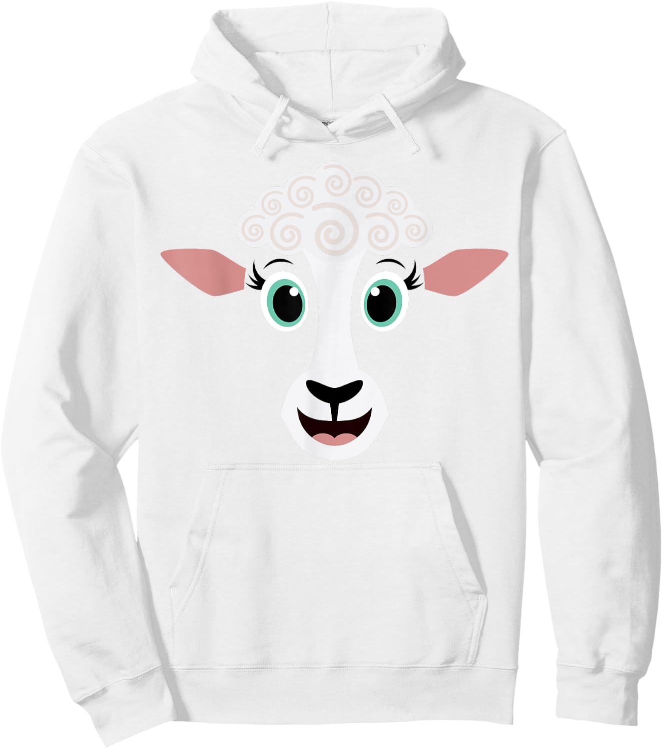 Funny Halloween Costume for Girls Boys - Cute Sheep Face Hoodie - Hoodie | White