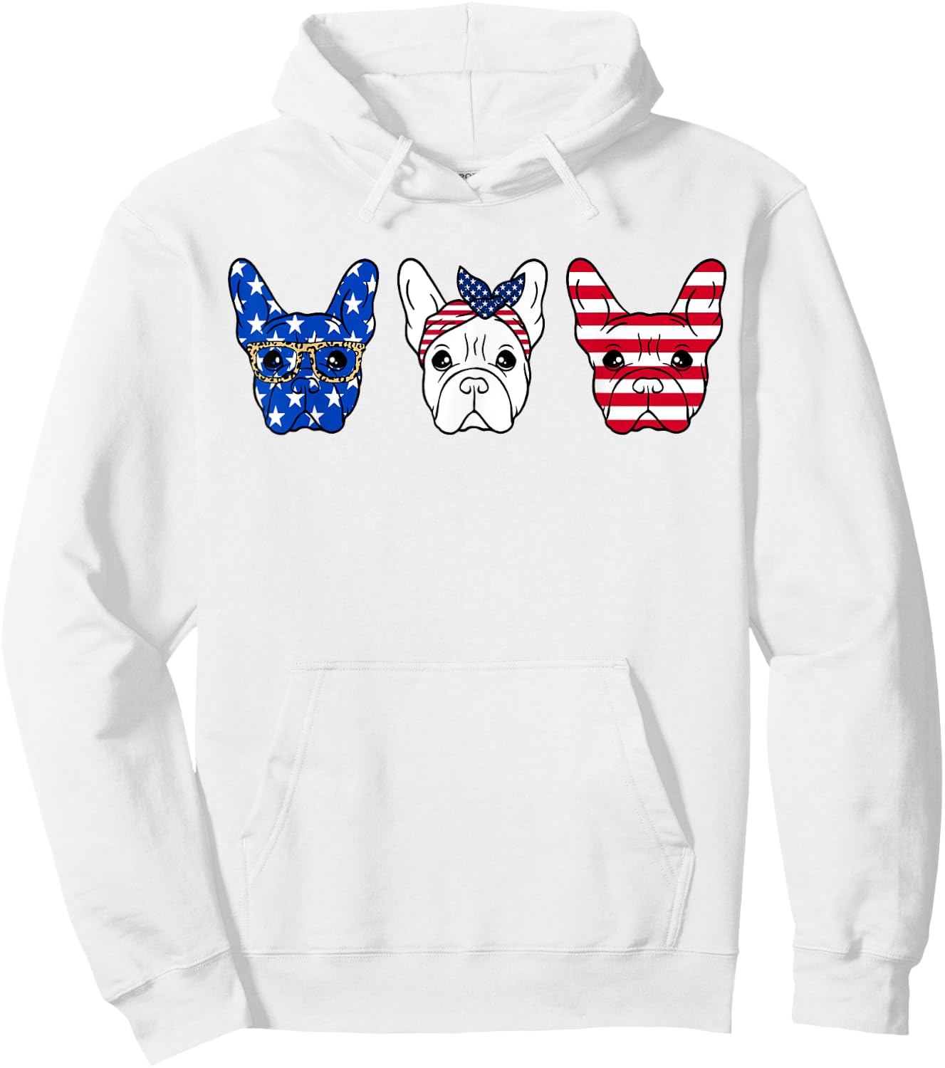 French Bulldog American Flag Patriotic Frenchie Bulldog Hoodie - Hoodie | White
