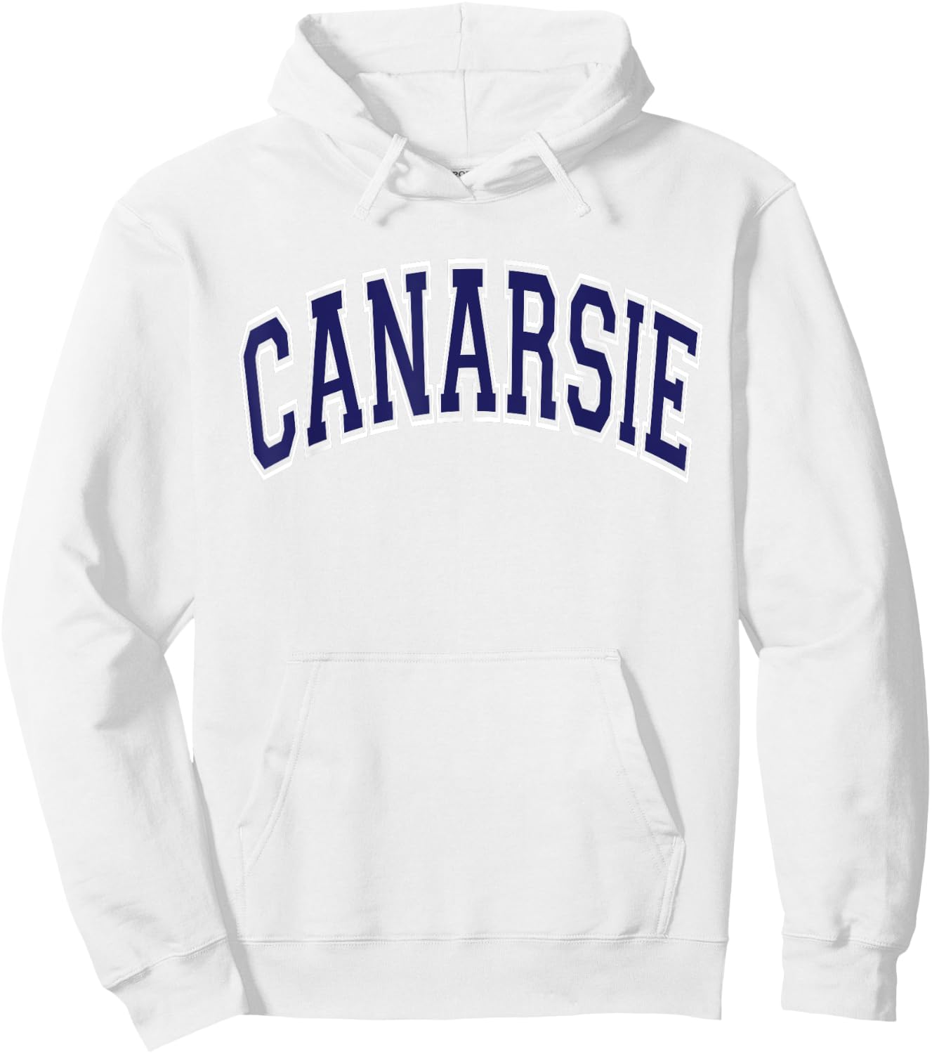 Canarsie Arched Dark Blue Text Hoodie - Hoodie | White