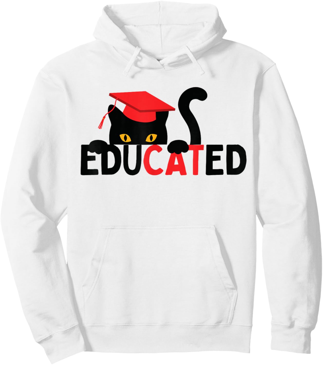 Educated Cat in Graduation Cap Funny Grad Hoodie - Hoodie | White