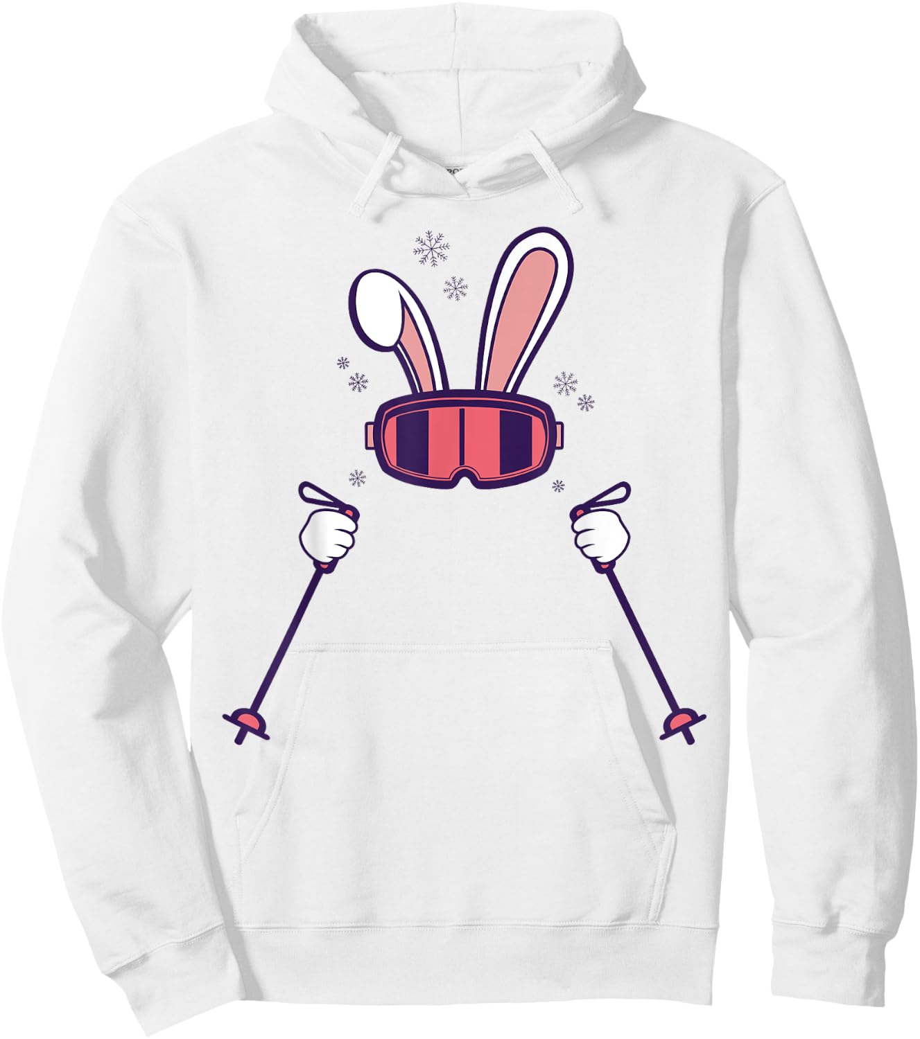 Skiing Rabbit Fun Winter Sports Easter Bunny Vibes Hoodie - Hoodie | White