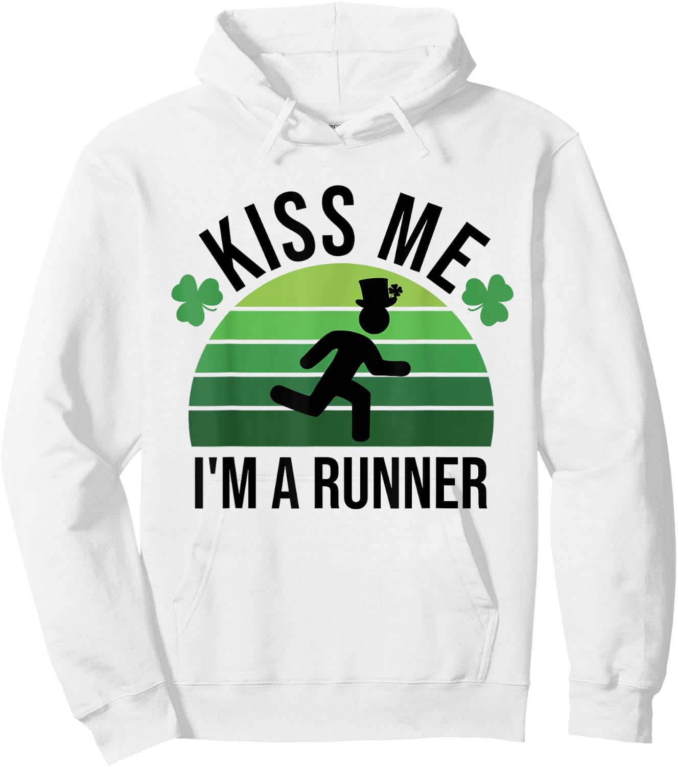 Kiss Me I'm A Runner Retro Marathon Running St Patrick's Day Hoodie - Hoodie | White