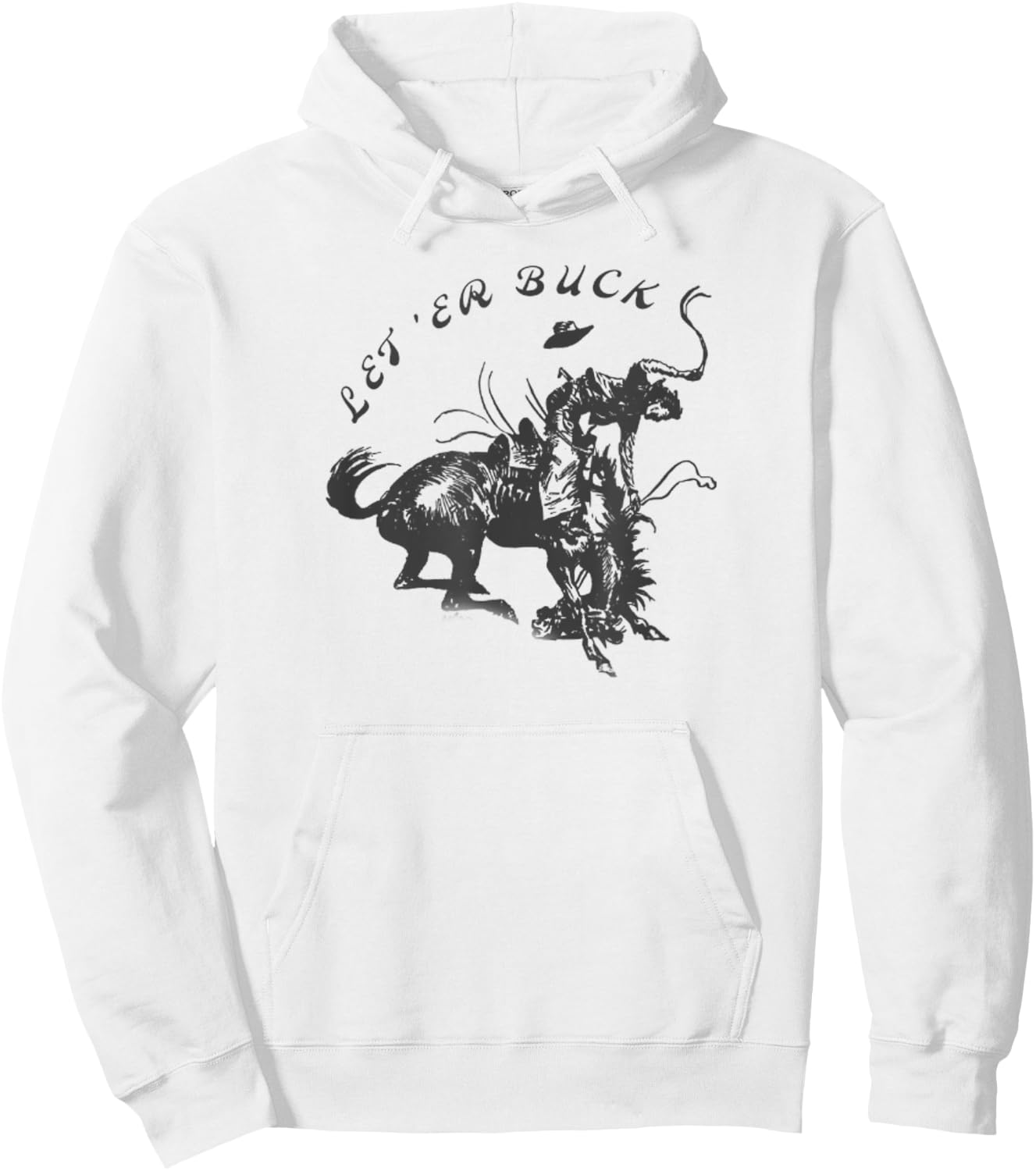 Bucking Bronco Western Cowboy Hoodie - Hoodie | White