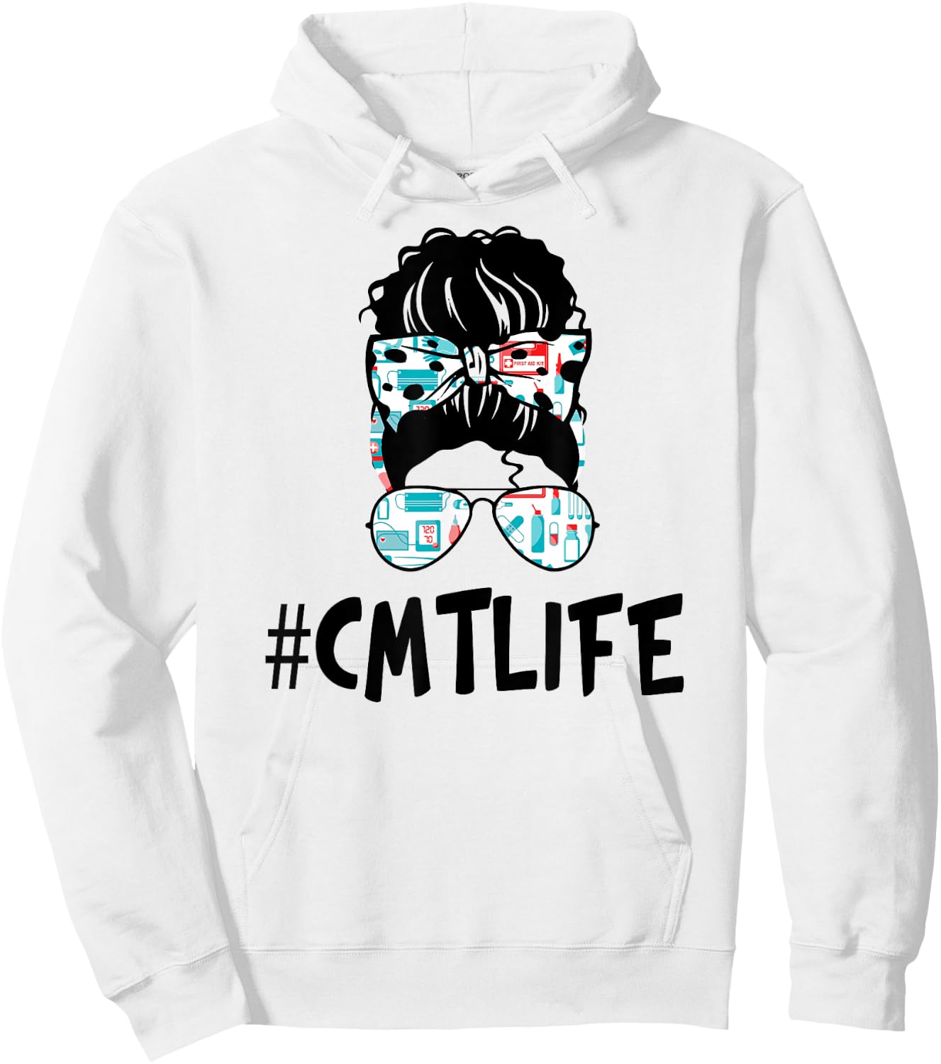 Messy Bun CMT Life Nurse Ideas Funny Women for CMT Hoodie - Hoodie | White
