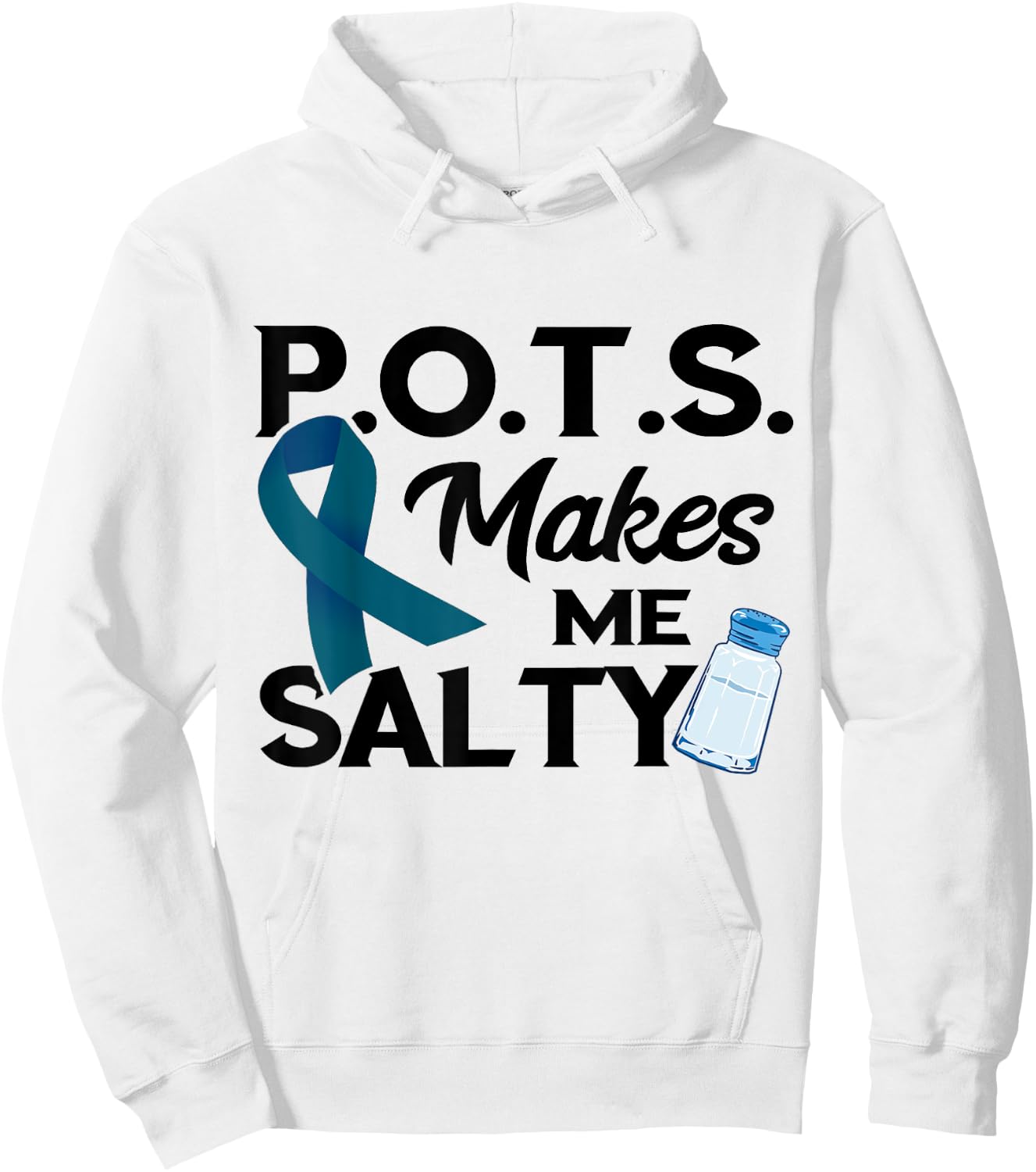 Teal Ribbon Pots Makes Me Salty Pots Awareness Hoodie - Hoodie | White