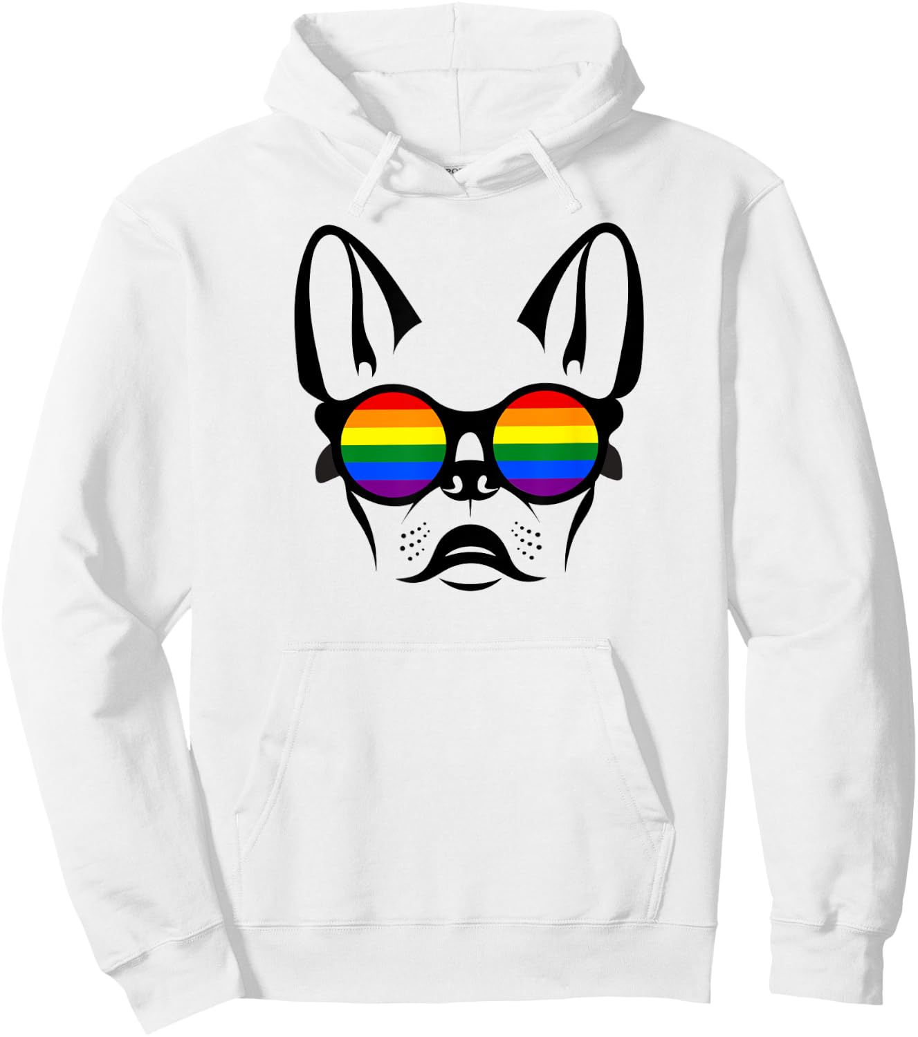 Gay French bulldog with rainbow pride sunglasses Men Women Hoodie - Hoodie | White