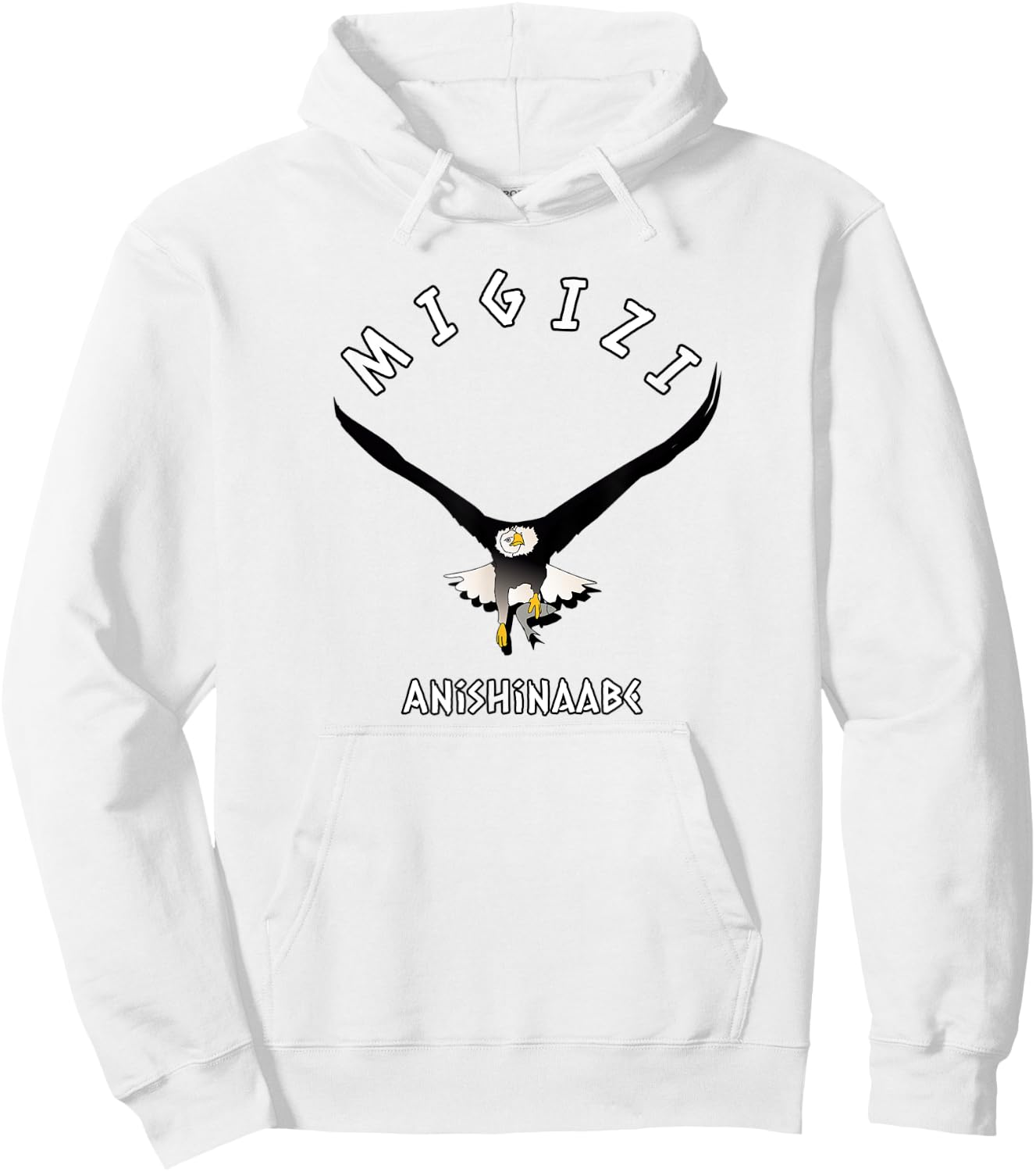 Migizi Anishinaabe Ojibwe Language Chippewa Bald Eagle Hoodie - Hoodie | White