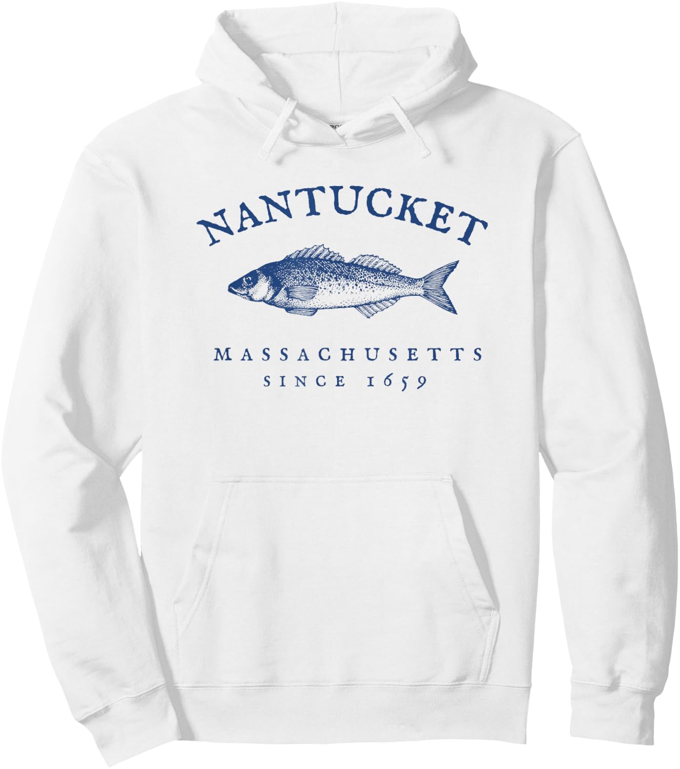 Retro Nantucket Massachusetts Fishing Hoodie - Hoodie | White
