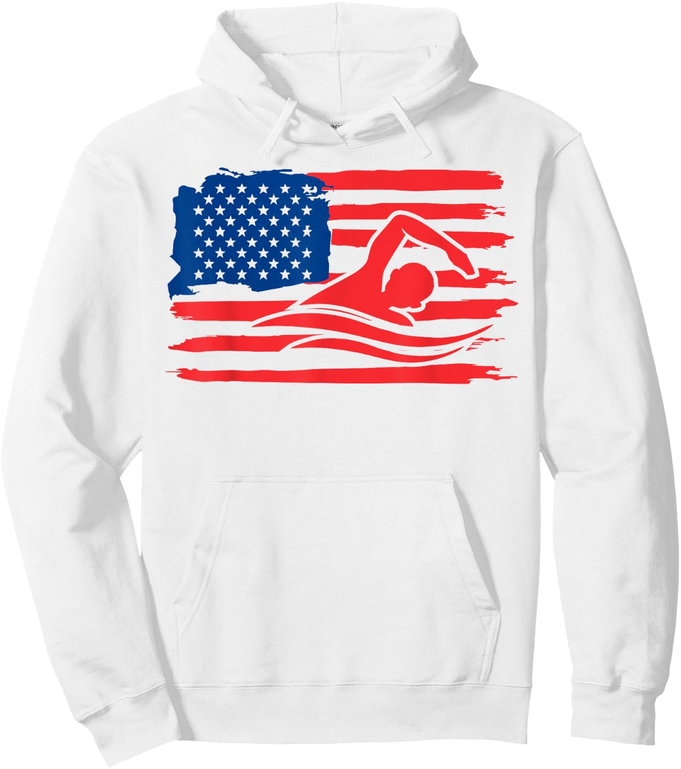 Vintage american flag swim team swimmer funny swimming gift Kids Men Hoodie - Hoodie | White
