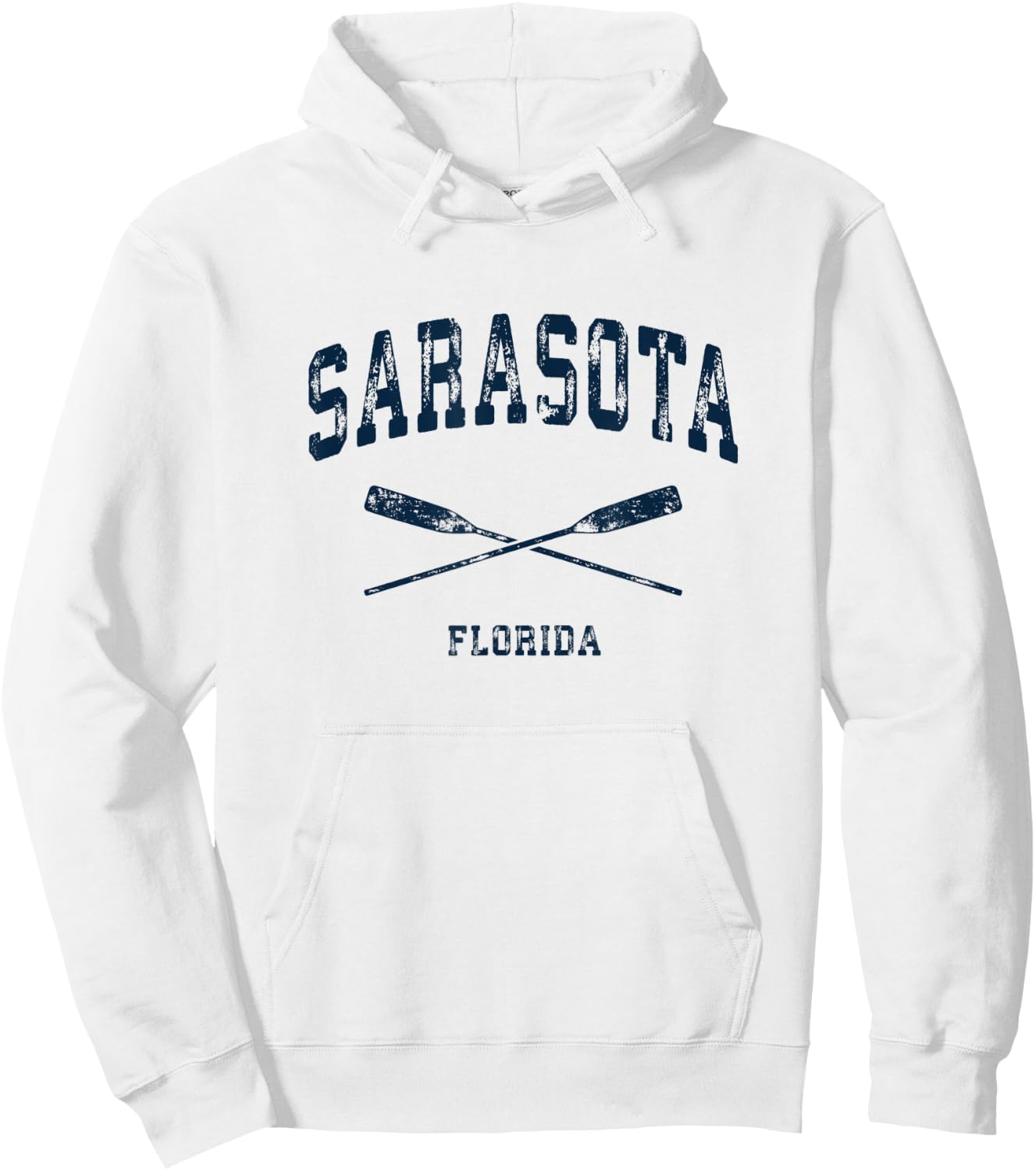 Sarasota Florida Vintage Nautical Crossed Oars Navy Hoodie - Hoodie | White