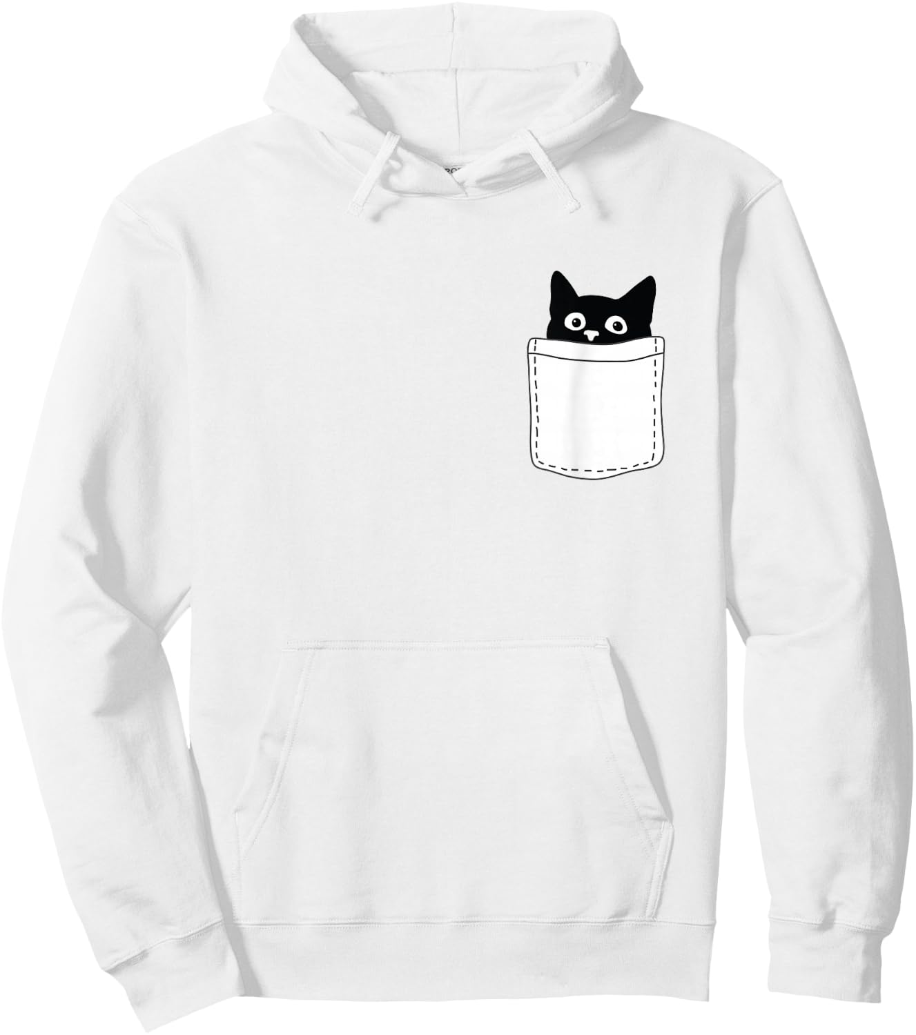 Cute Black Cat Spy Peeking in Pocket for Kitten Lovers Hoodie - Hoodie | White