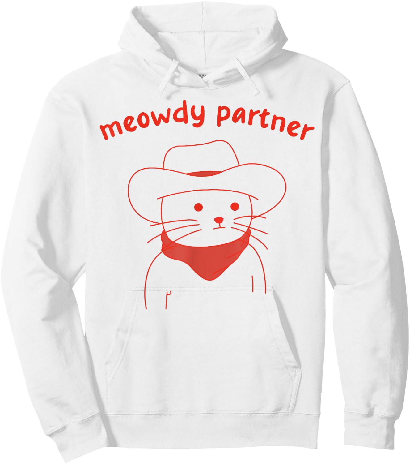 Meowdy Partner Cat Cowboy Hoodie - Hoodie | White