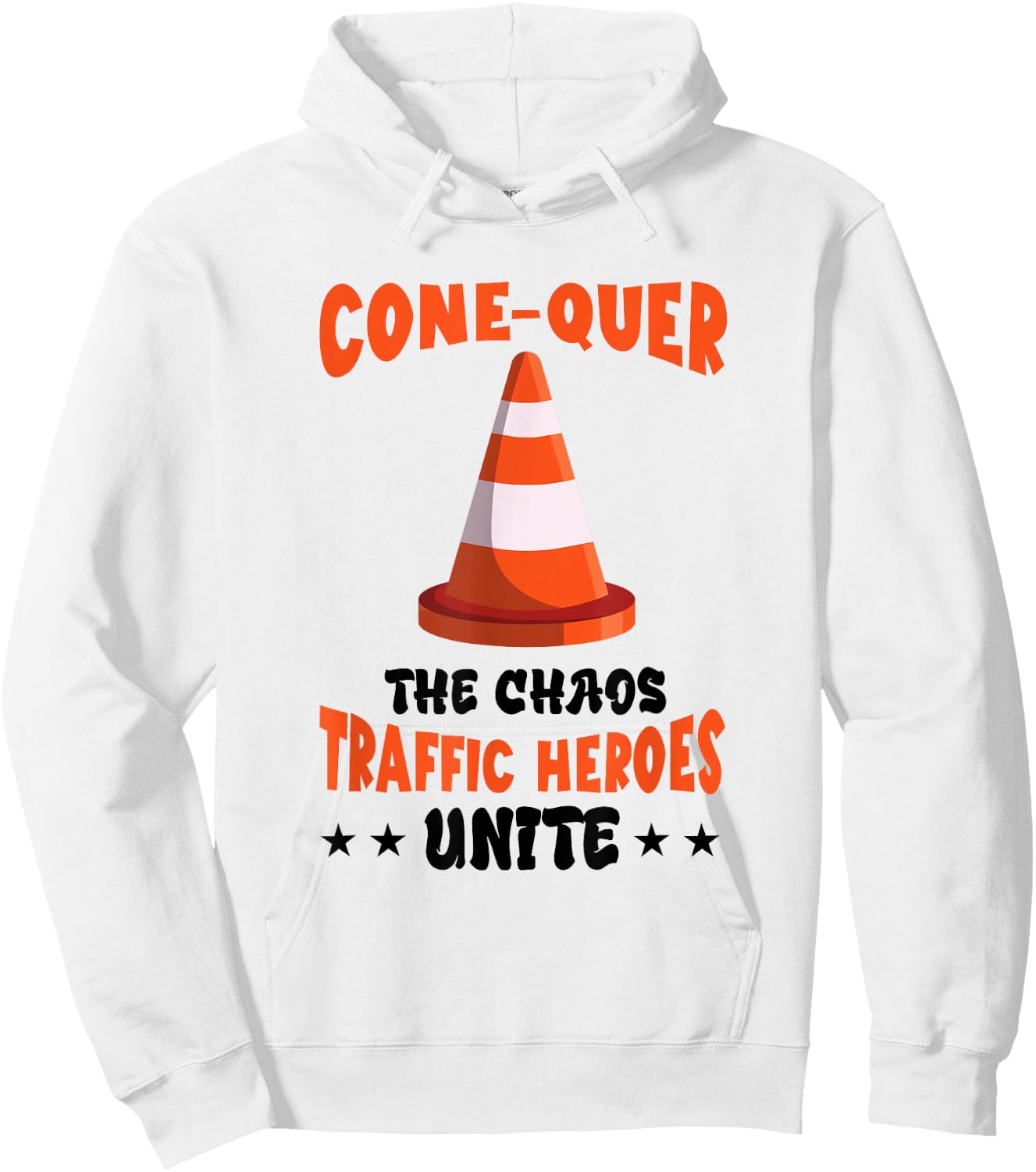 Conquer The Chaos Funny Halloween Costume Traffic Cone Hoodie - Hoodie | White