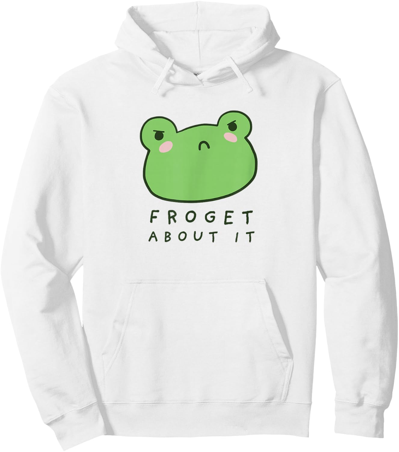 Froget About It, Cute Grumpy Aesthetic Frog Hoodie - Hoodie | White