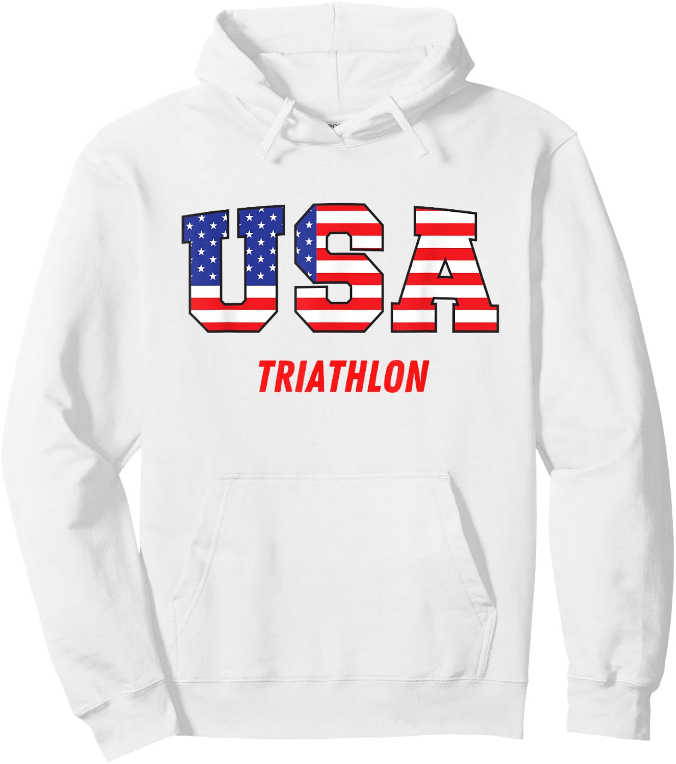 Triathlon USA Go Team Sport Patriotic American Flag Hoodie - Hoodie | White