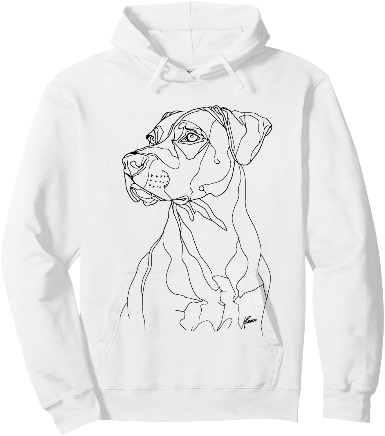 Black Mouth Cur Dog Line Art Minimalist Mom Dad Hoodie - Hoodie | White