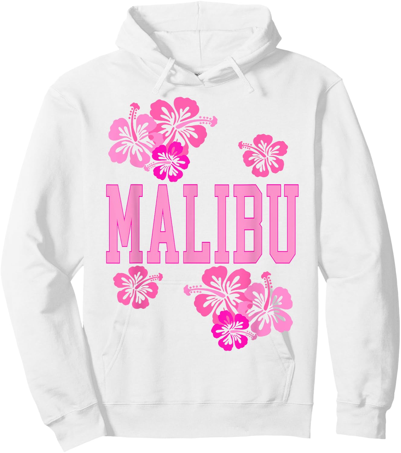 Preppy Varsity Pink Malibu California Teen Girls Hoodie - Hoodie | White