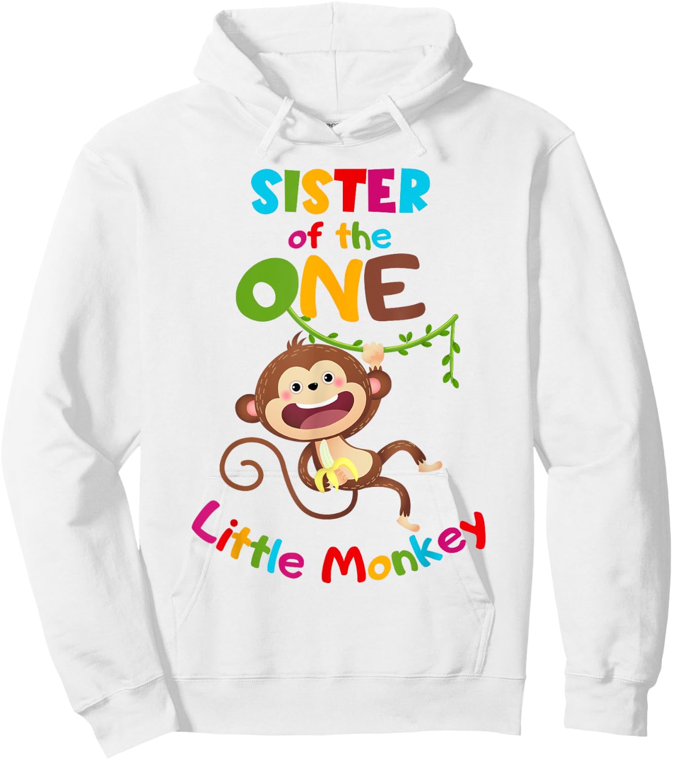 Sister ONE Little Monkey Jungle Theme 1st Birthday Hoodie - Hoodie | White