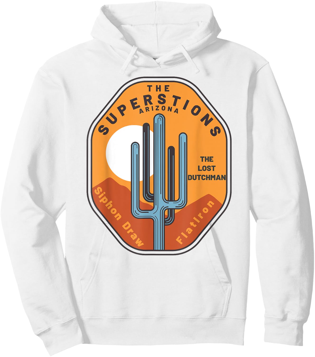 Arizona Retro Vintage Saguaro SUPERSTITIONS MOUNTAINS Hoodie - Hoodie | White