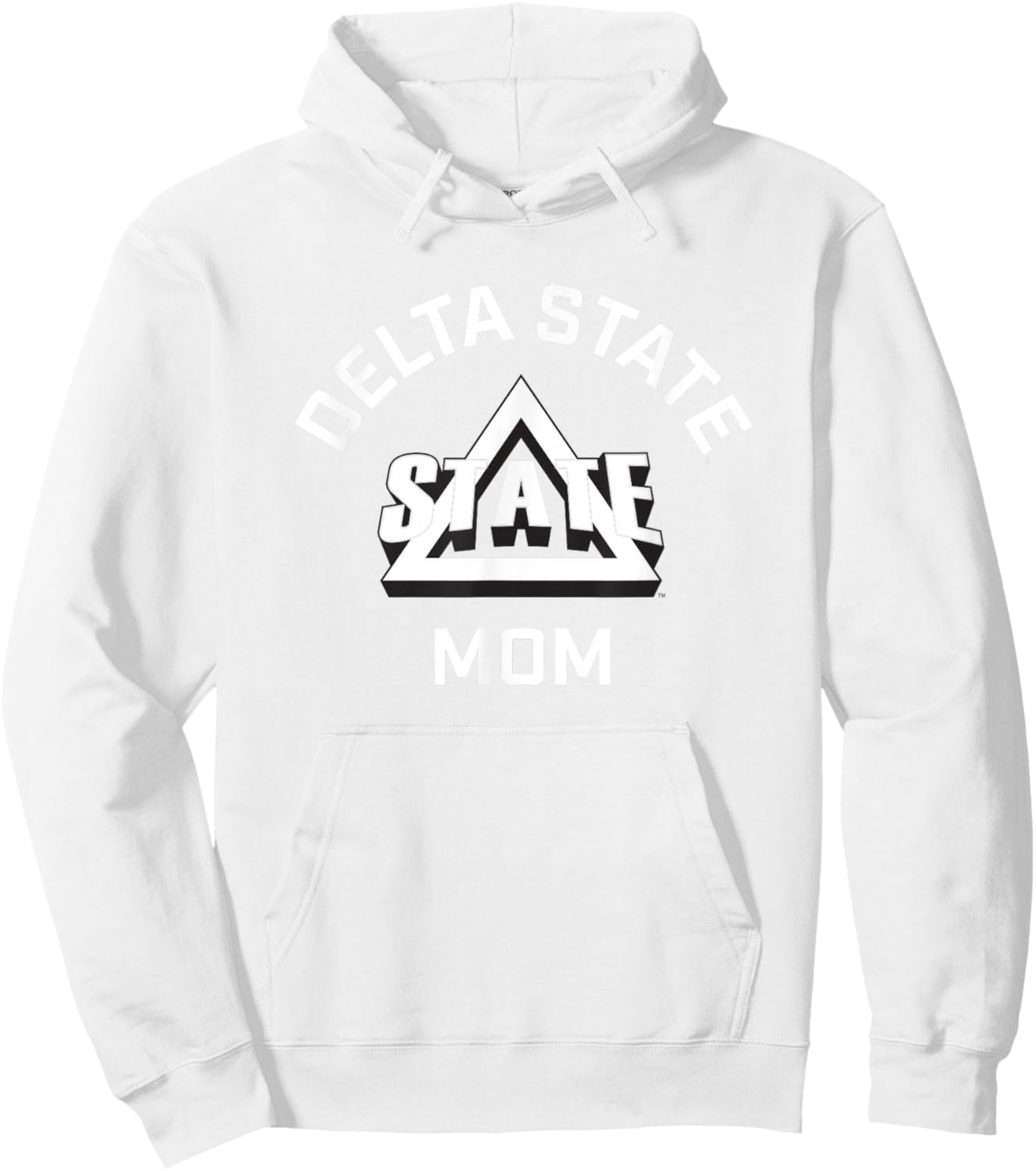 Delta State University Statesmen Arched Mom Hoodie - Hoodie | White