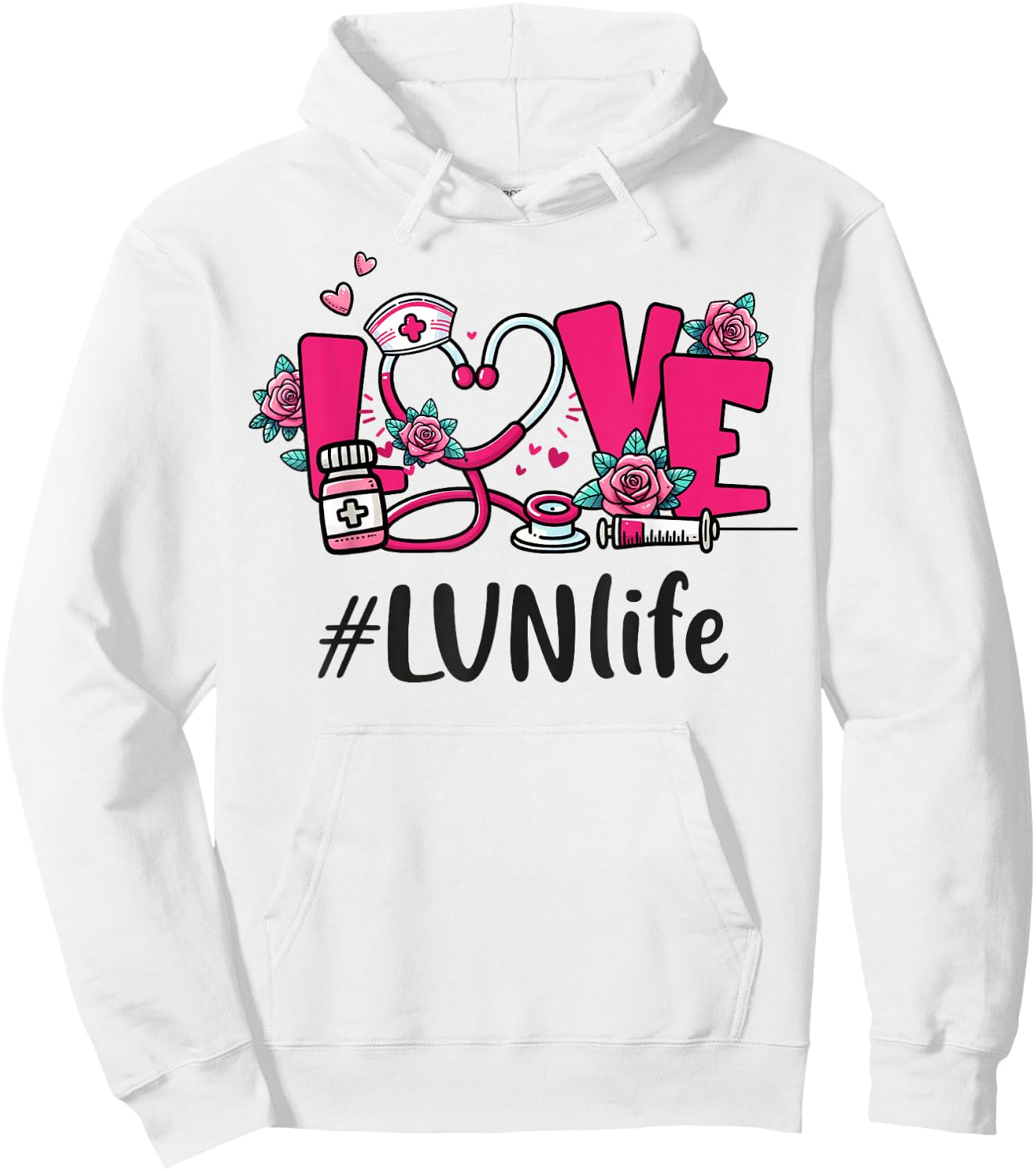 LVN Licensed Vocational Nurse Love Valentines Appreciation Hoodie - Hoodie | White