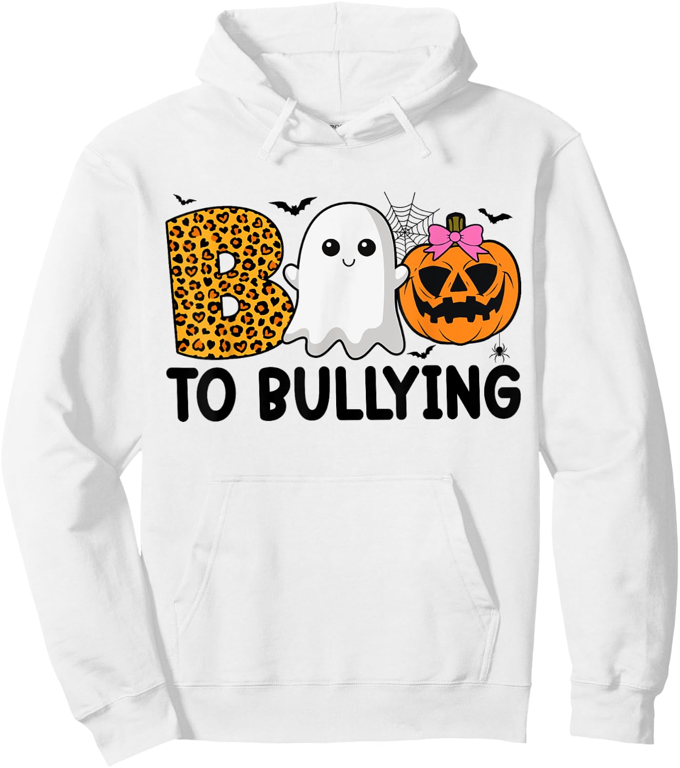 Boo Anti Bullying Funny Halloween Orange Unity Day Girls Hoodie - Hoodie | White