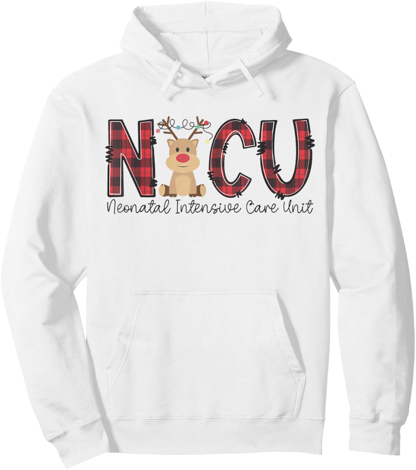 NICU Nurse Christmas Reindeer Neonatal Intensive Care Unit Hoodie - Hoodie | White