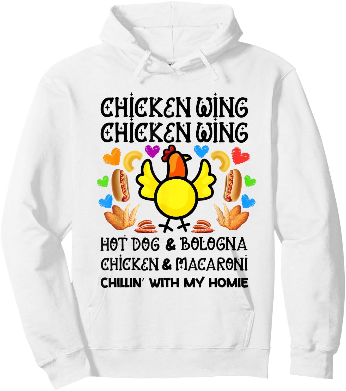 Cooked Chicken Wing Chicken Wing Hot Dog Bologna Macaroni Women Girls Kids Hoodie - Hoodie | White