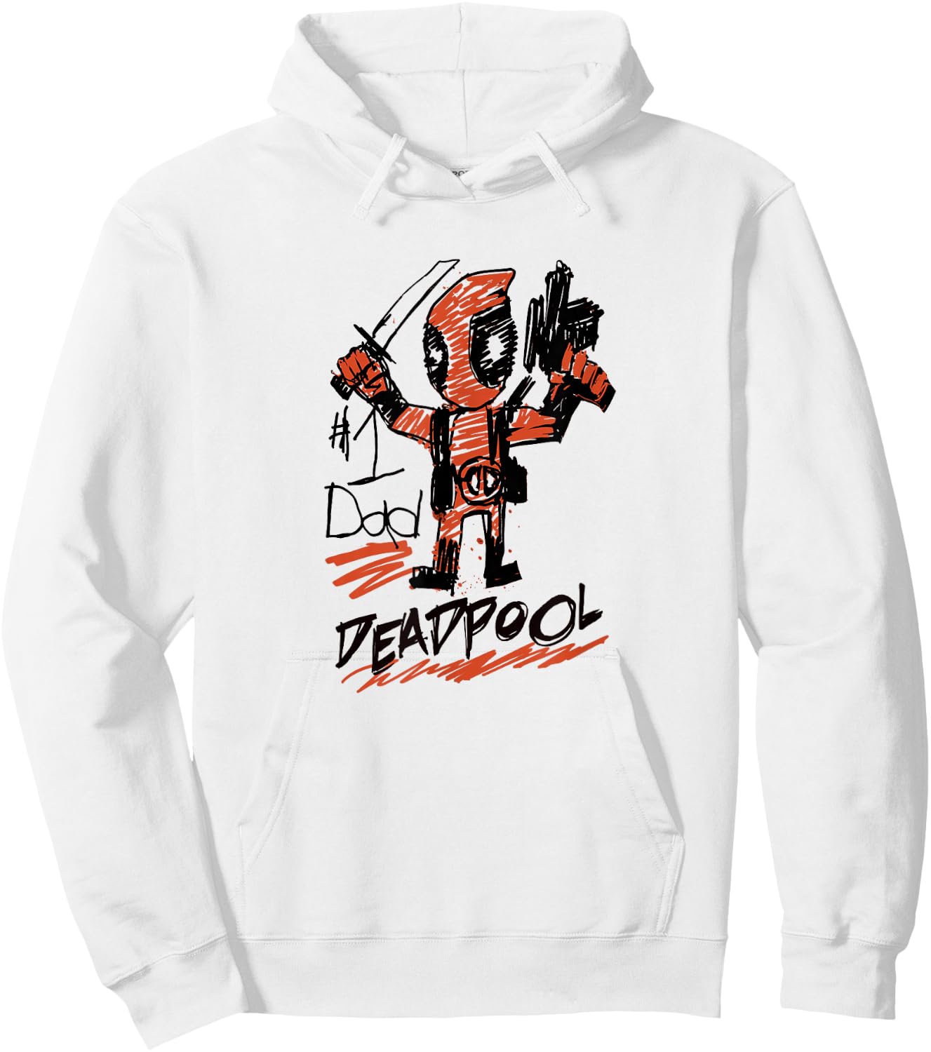 Marvel Deadpool #1 Dad Deadpool Sketch Father's Day Hoodie - Hoodie | White