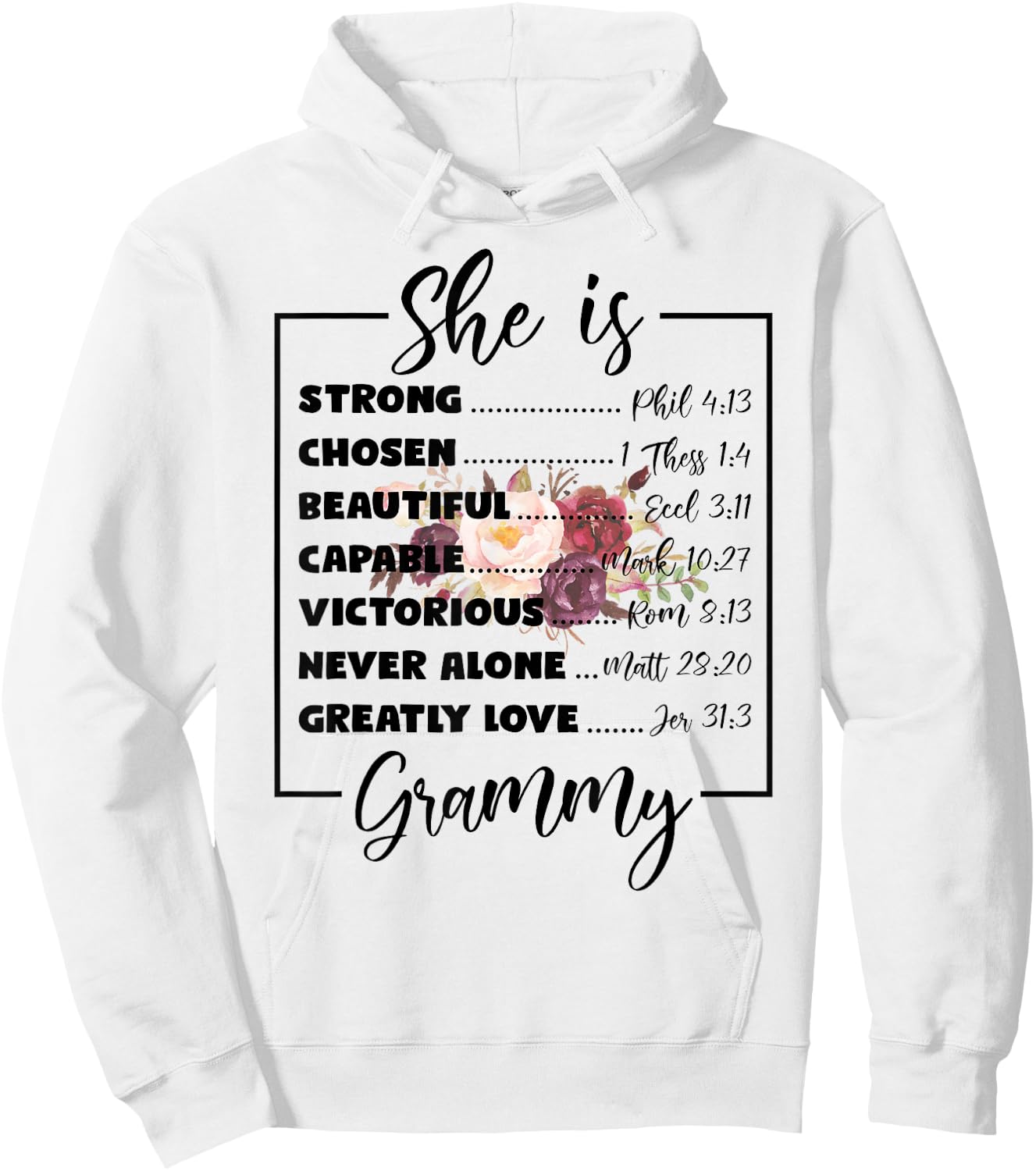 Flower She Is Grammy Christian Mothers Day Religious Women Hoodie - Hoodie | White
