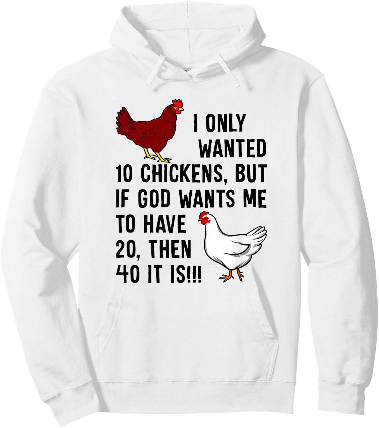 I Only Wanted 10 Chickens But If God Wants Me To Have 20 Hoodie - Hoodie | White