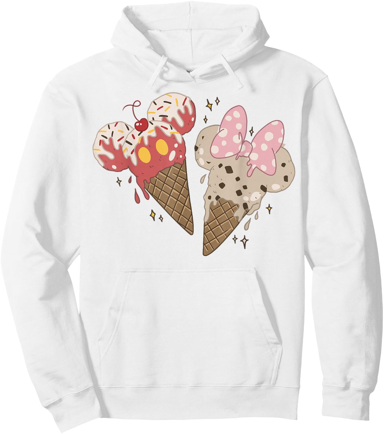 Disney Mickey And Friends Mickey & Minnie Ice Cream Cones Short Sleeve Hoodie - Hoodie | White