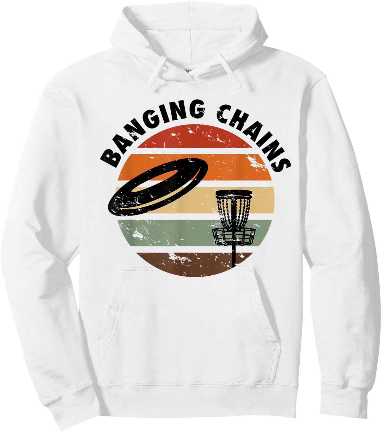 Banging Chains Disc Golf Retro Frisbee Hoodie - Hoodie | White