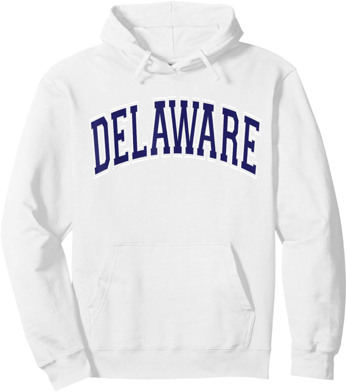 Delaware Arched Dark Blue Text Hoodie - Hoodie | White