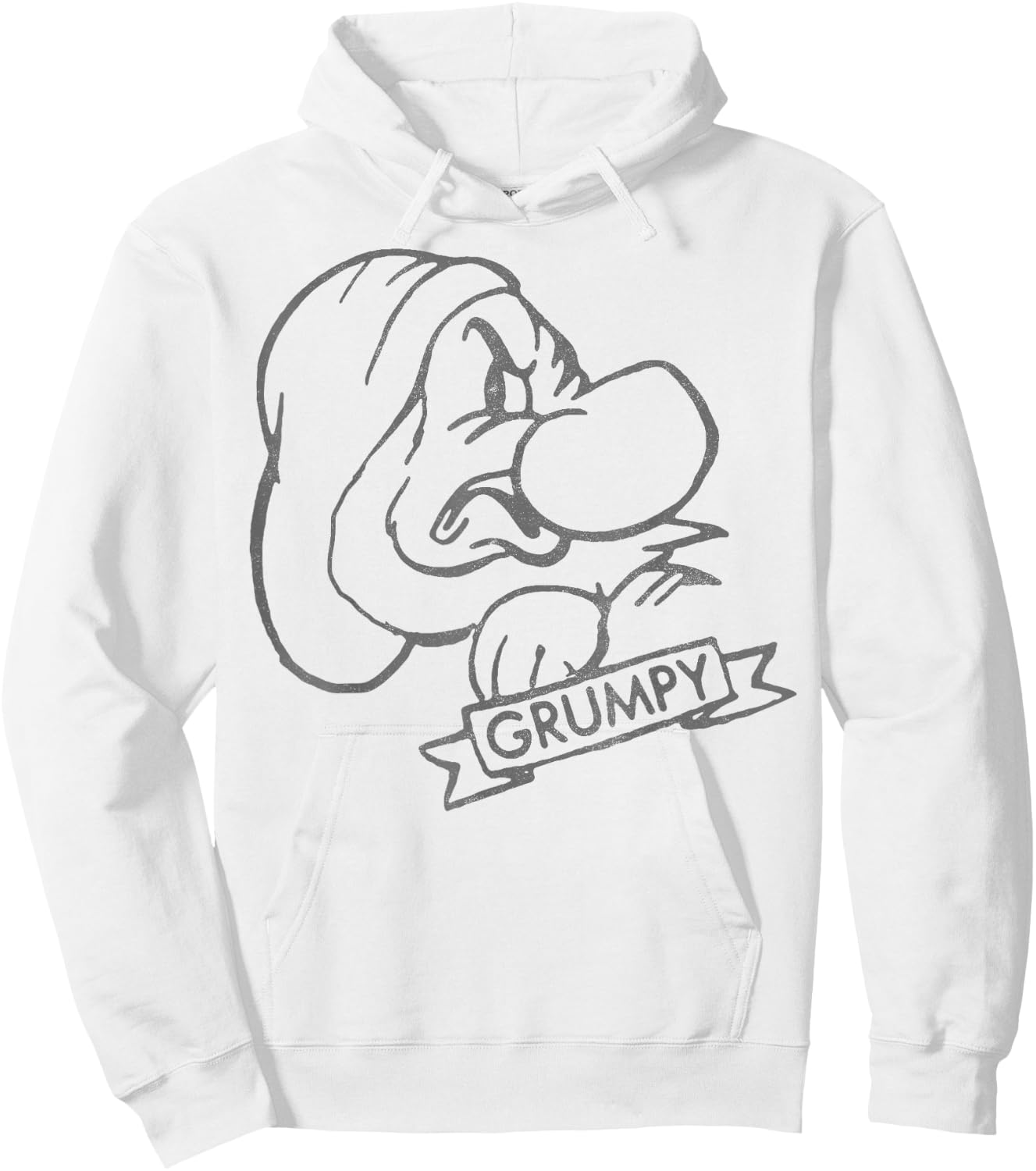 Disney Snow White Grumpy Line Art Big Face Hoodie - Hoodie | White