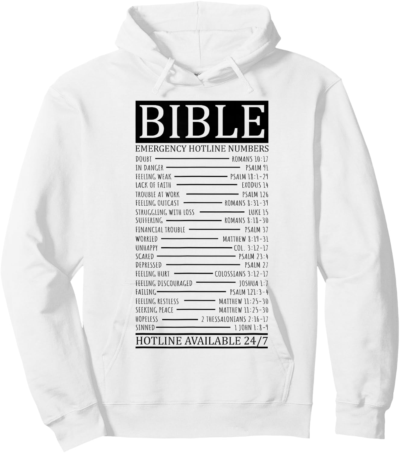 Bible Emergency Hotline Numbers | Christian Hoodie - Hoodie | White