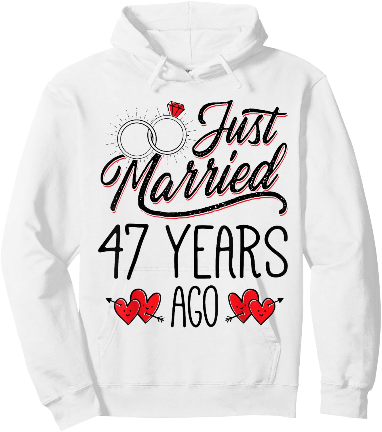 Just Married 47 Years Ago Funny Couple 47th Anniversary Hoodie - Hoodie | White