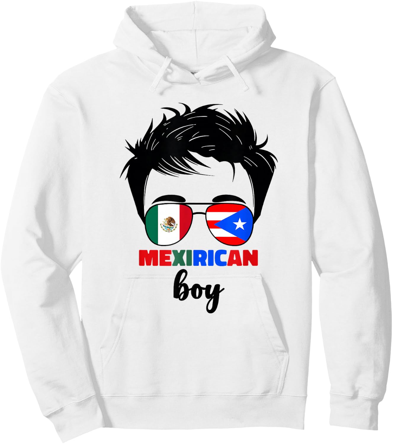 Mexirican Boys Kids Half Mexican And Puerto Rican Rico Flag Hoodie - Hoodie | White