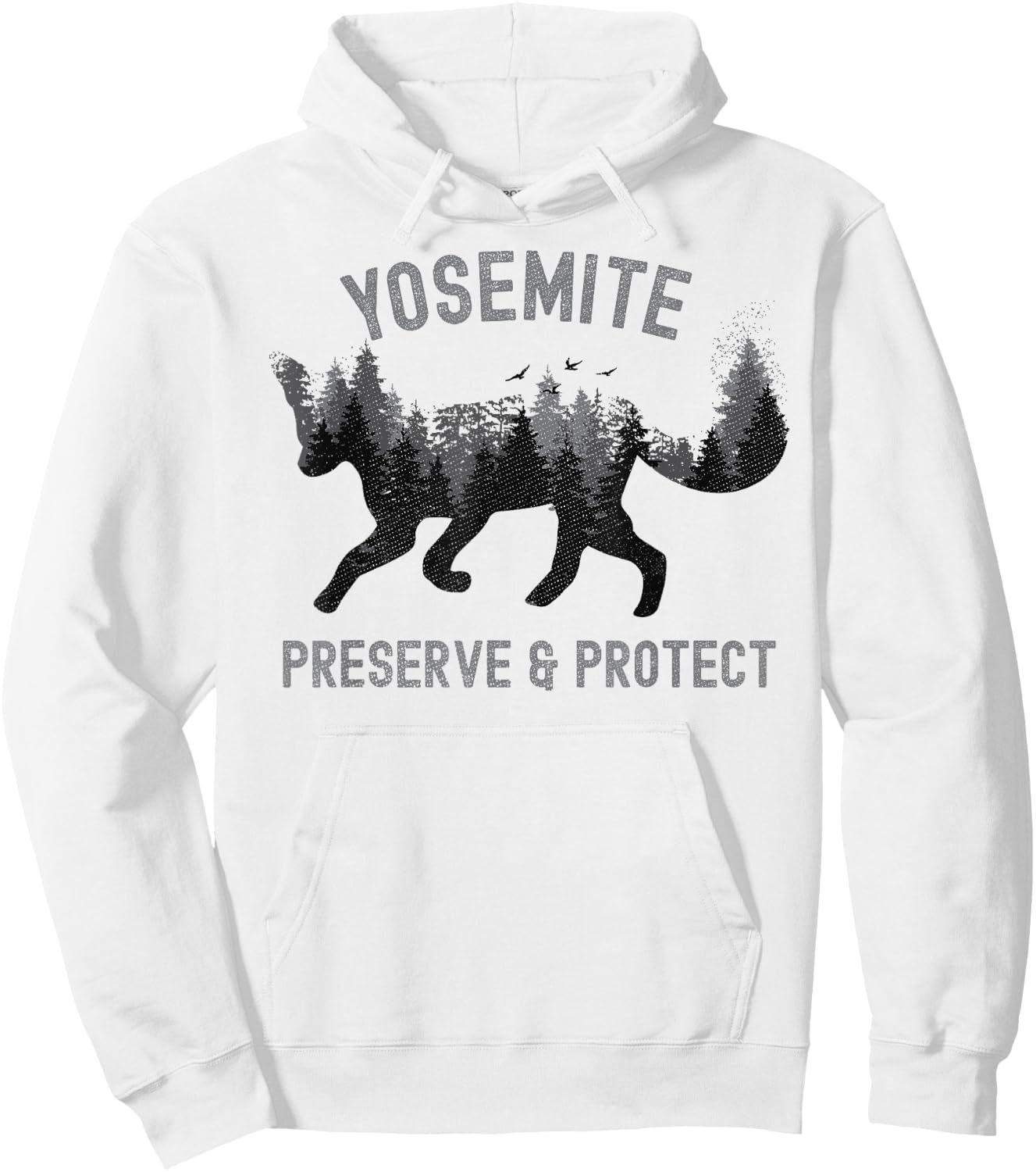 Preserve & Protect Fox Yosemite Vintage Wildlife Hoodie - Hoodie | White