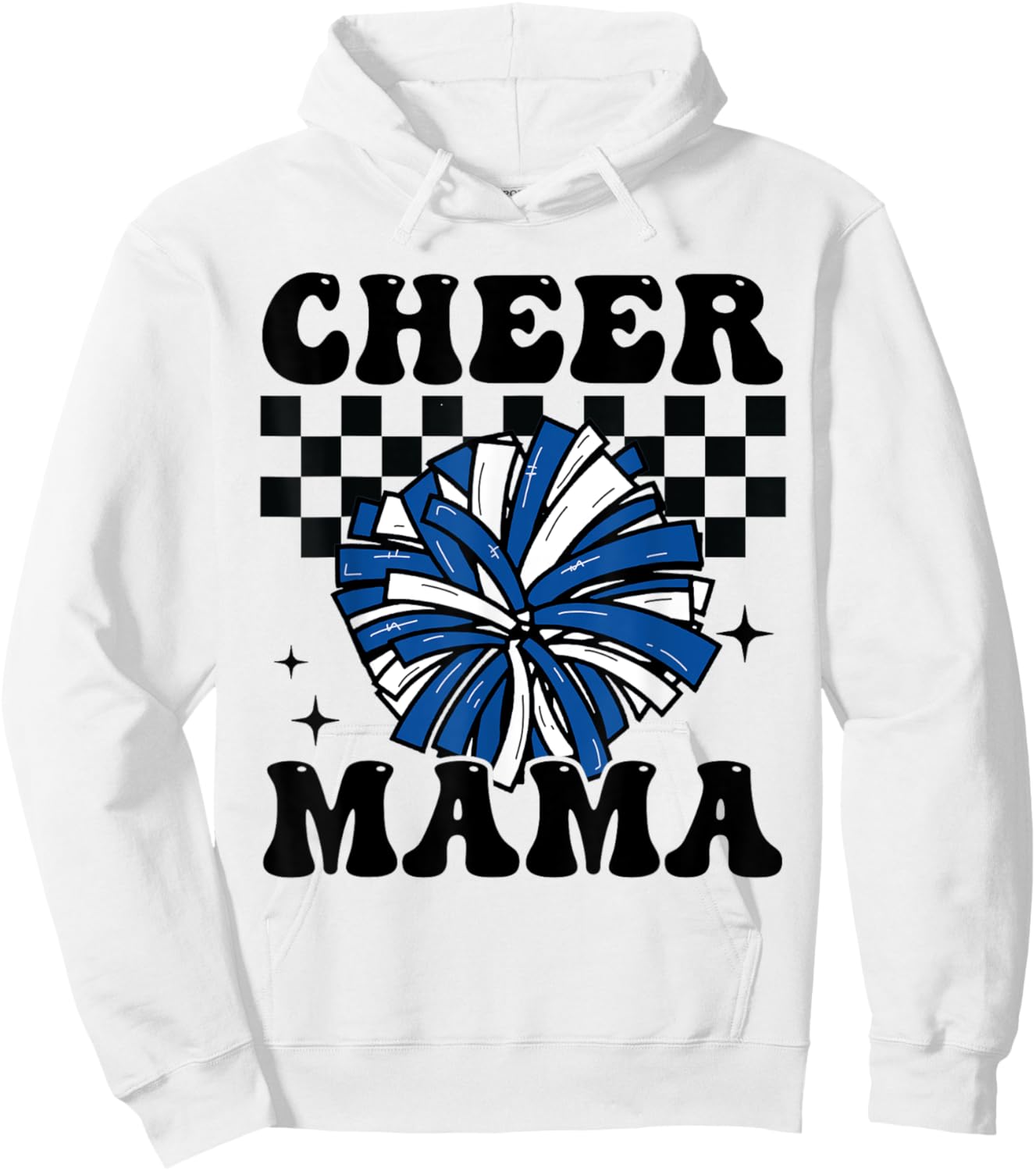 Cheer Mama Checkered Retro Cheerleader Cheerleading Mom Blue Hoodie - Hoodie | White