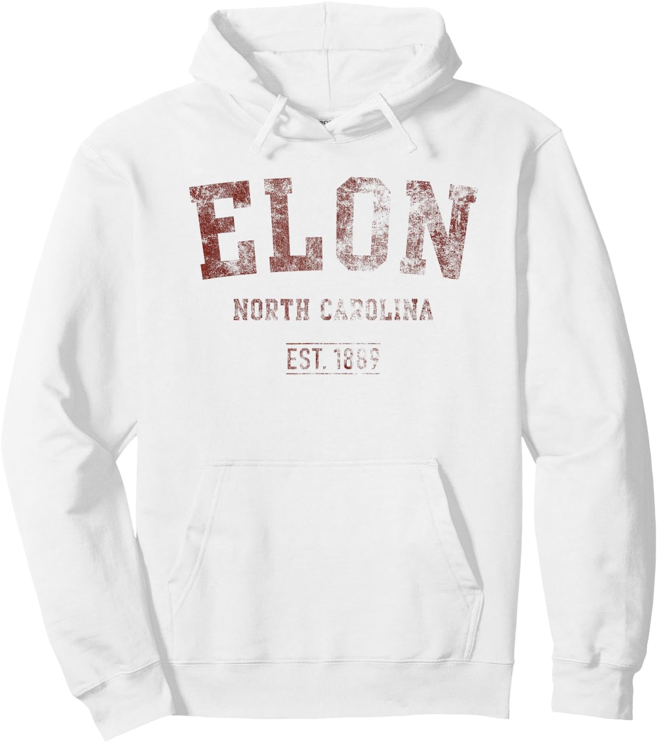 Elon North Carolina Distressed Text Sport Style Hoodie - Hoodie | White