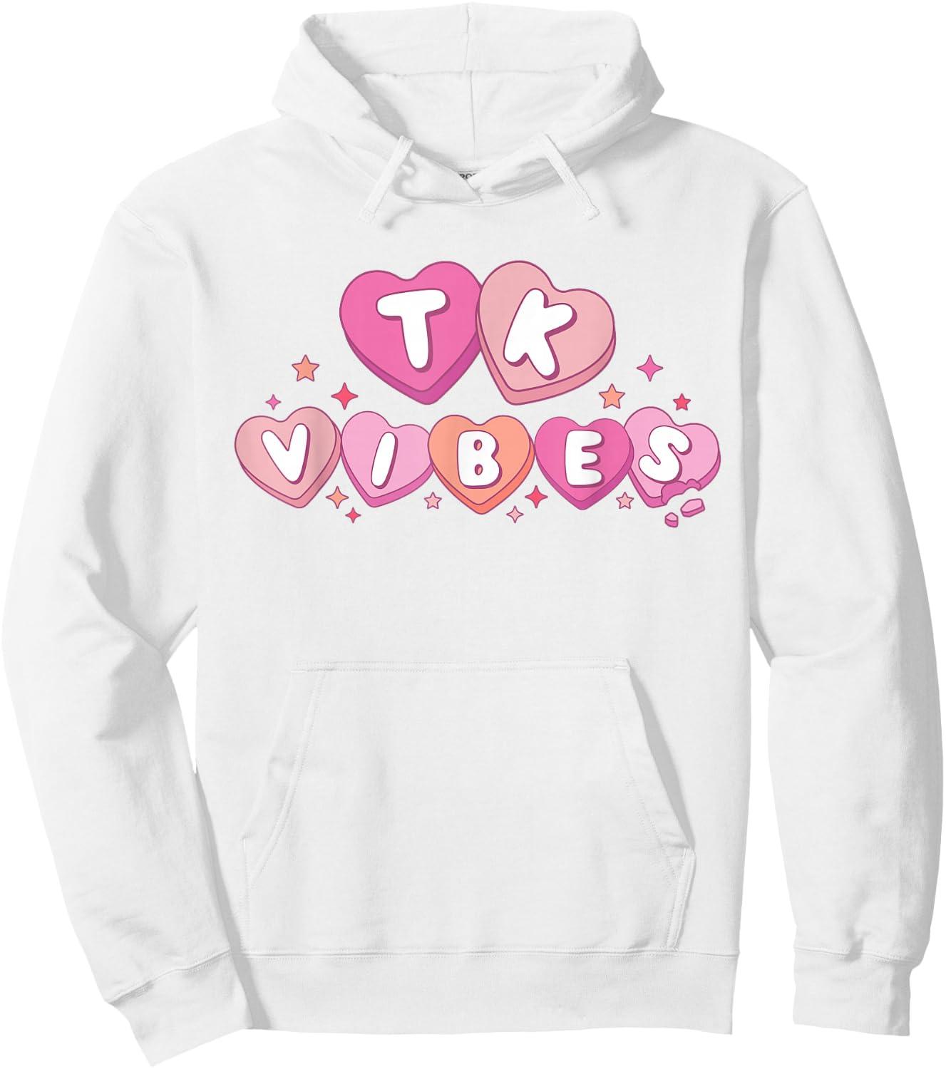 TK Vibes Retro Valentine Day Candy Heart Kid Team TK Teacher Hoodie - Hoodie | White