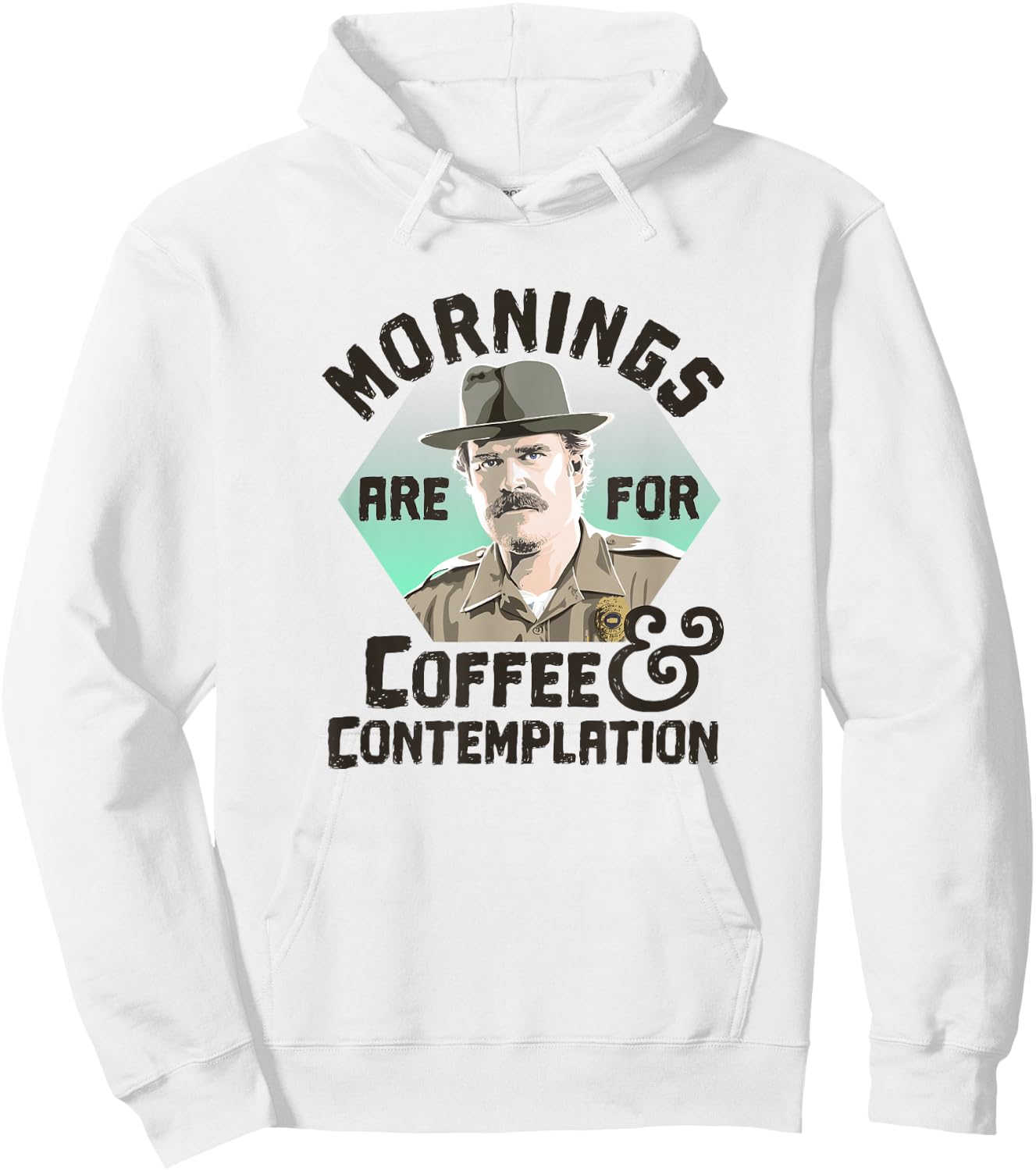 Stranger Things Hopper Mornings Are For Coffee Contemplation Hoodie - Hoodie | White