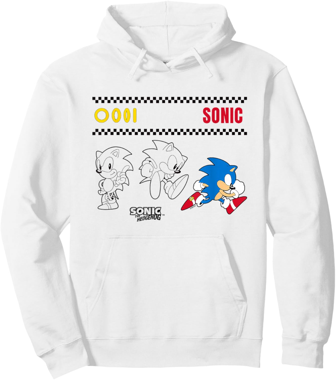 Sonic The Hedgehog Many Poses Cute Sketches Hoodie - Hoodie | White