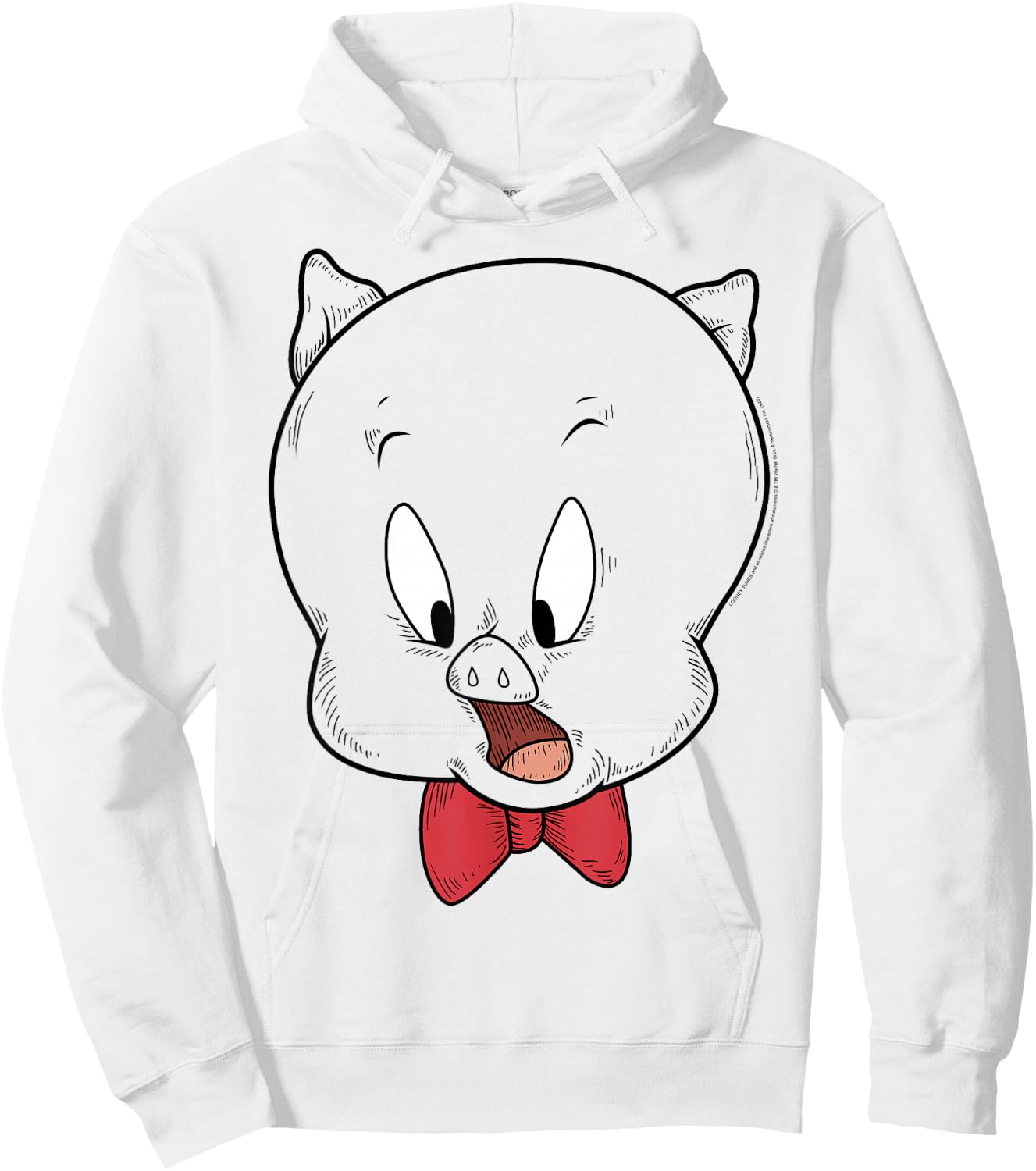 Looney Tunes Porky Pig Face Line Art Hoodie - Hoodie | White