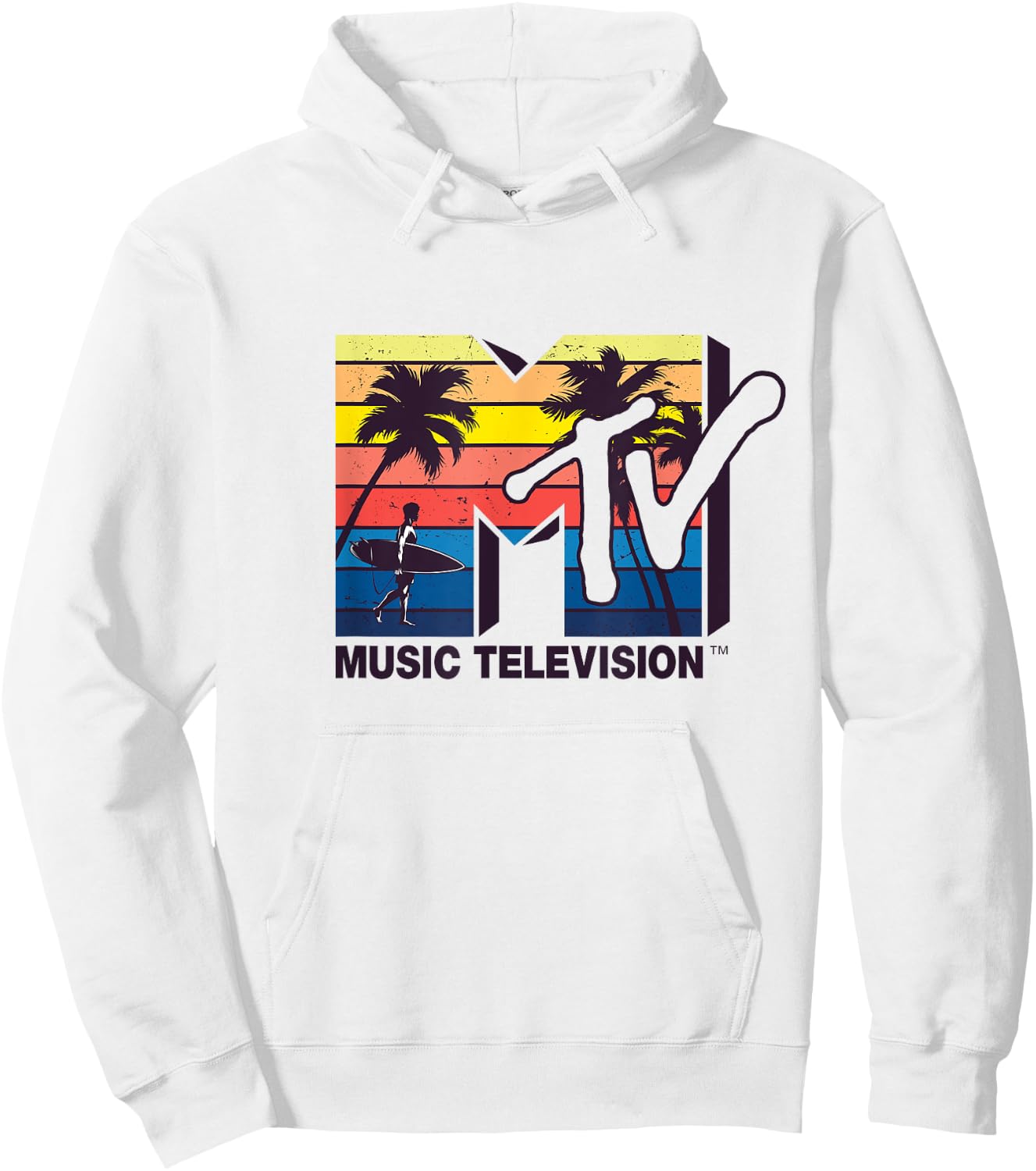 Mademark x MTV - The official MTV Logo with Vintage Surfer and Palms Hoodie - Hoodie | White